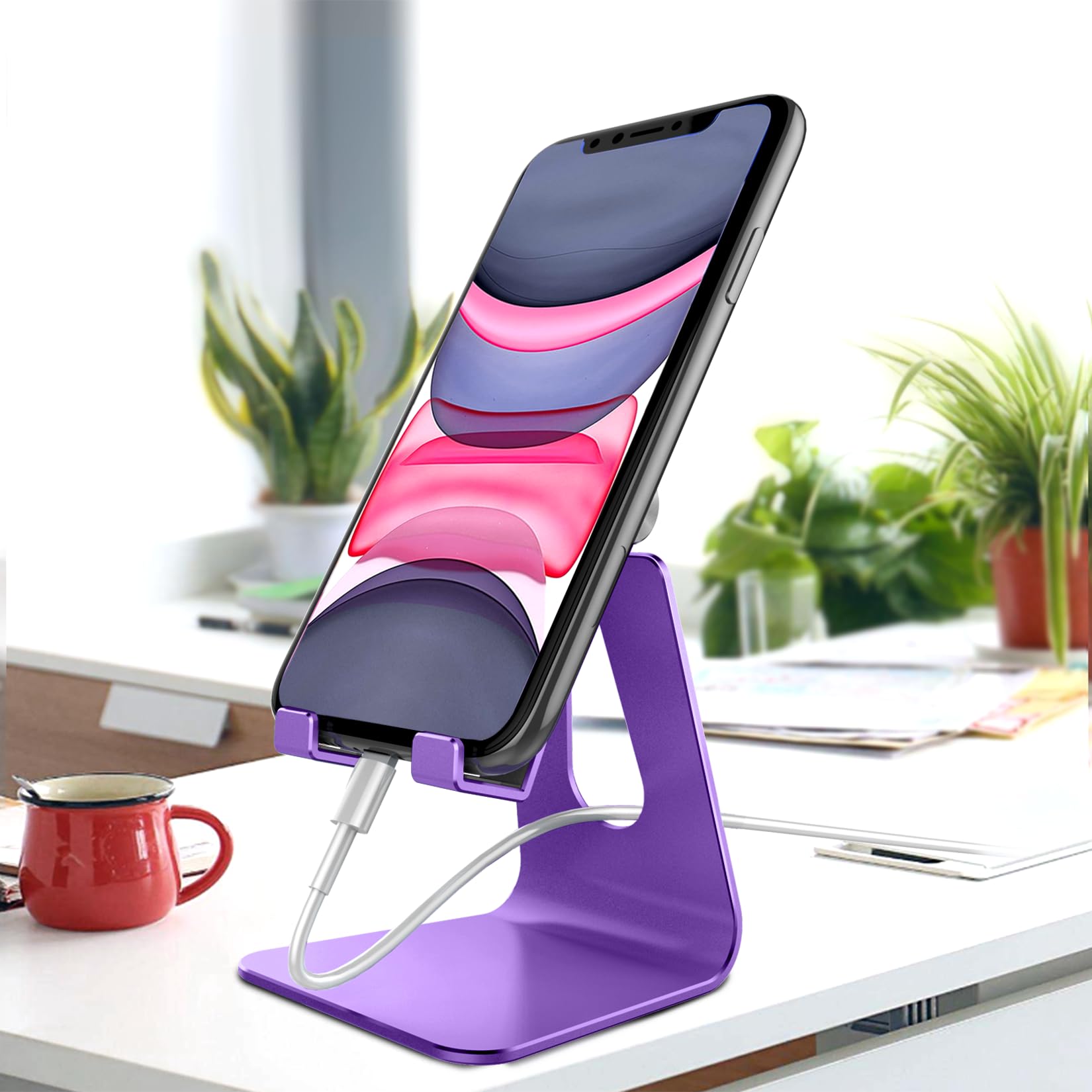 Creadream Adjustable Cell Phone Stand, Phone Stand, Cradle, Dock, Holder, Aluminum Desktop Stand Compatible With Phone 15 14 13