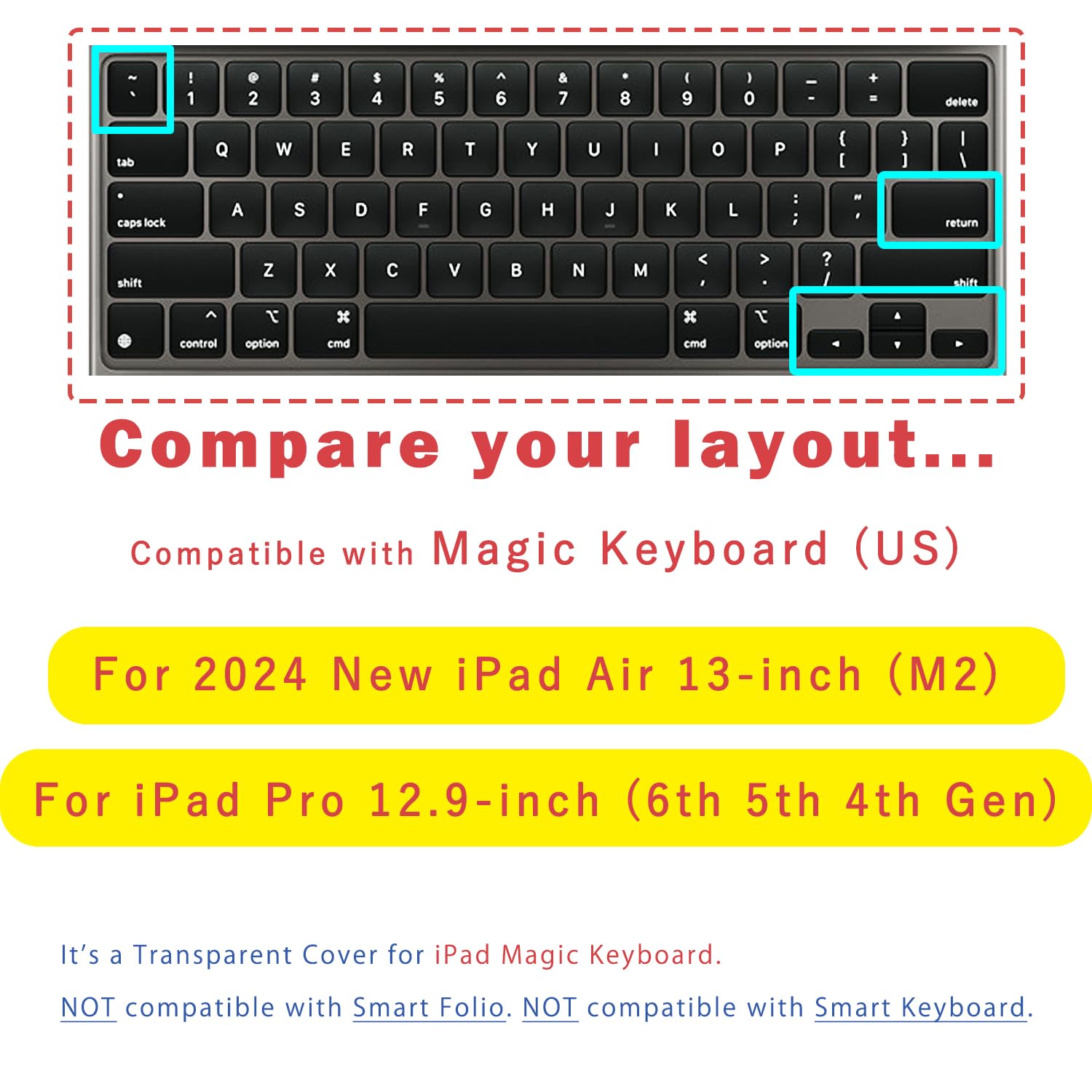 Keyboard Cover Compatible With Apple Ipad Air 13 Inch (M2) Magic Keyboard & Ipad Pro 12.9 Inch Magic Keyboard (Ipad Pro 12.9 6Th
