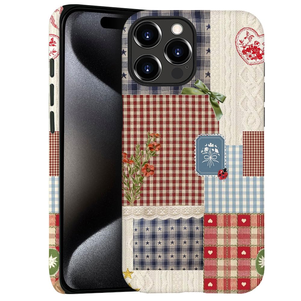 Case for iPhone 13 Pro Max - Slim Fit Anti-Scratch Phone Case for Girl Women - Patchwork Quilt Floral Retro (Frosted)