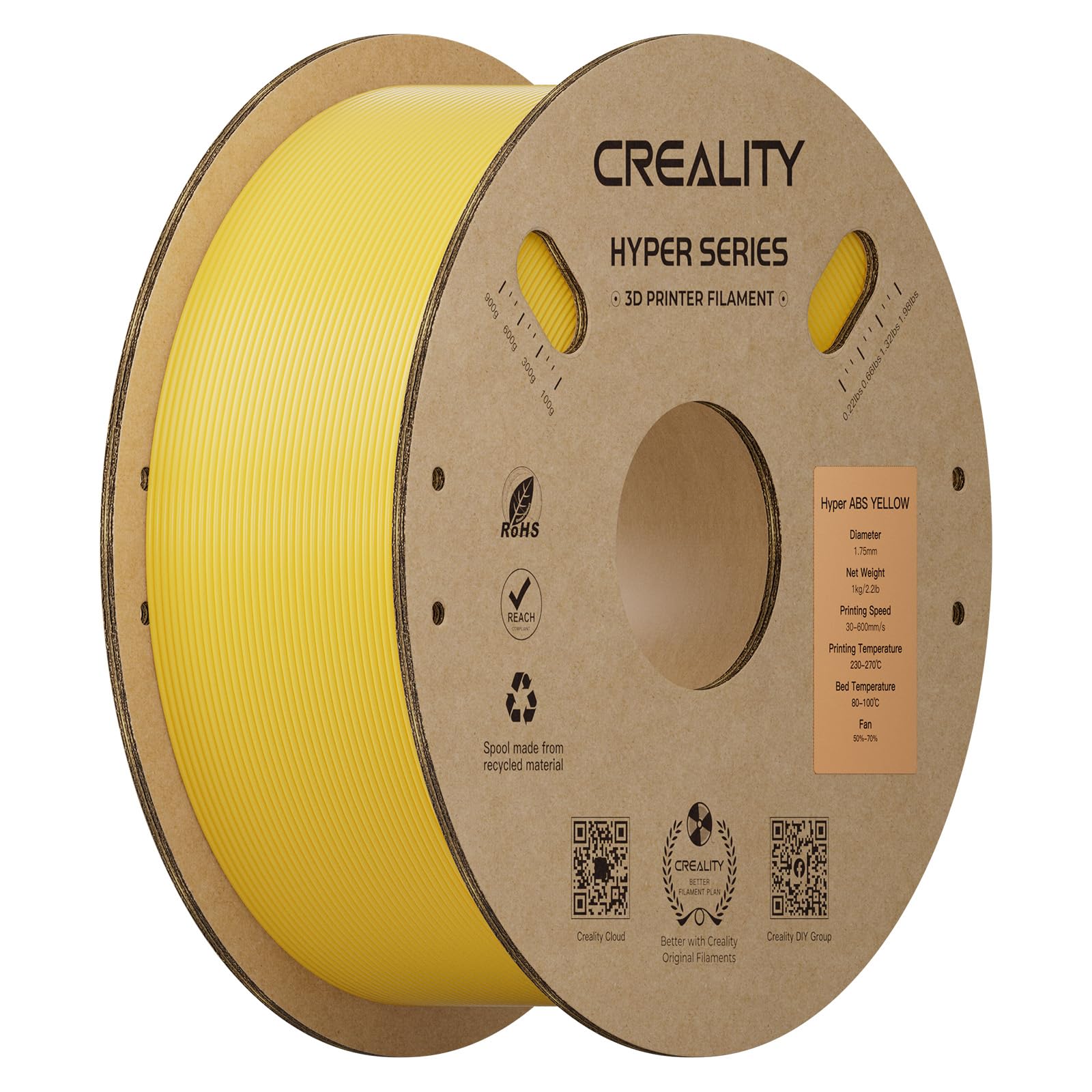 Creality ABS Filament 1.75mm 1KG, High-Speed 3D Printer ABS Filament Up to 350mm/s, High Impact Resistance, Odorless Non-Toxic a