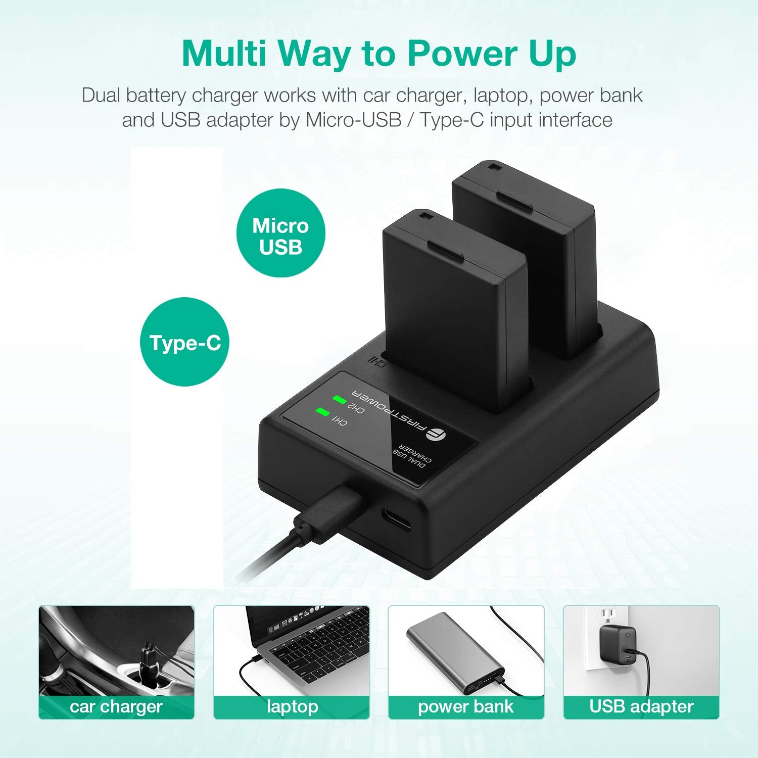 Firstpower Lp E10 Battery (2 Pack) And Dual Usb Charger Compatible With Canon Eos Rebel T3 T5 T6 T7 T100 Kiss X50 X70 X80 X90 11