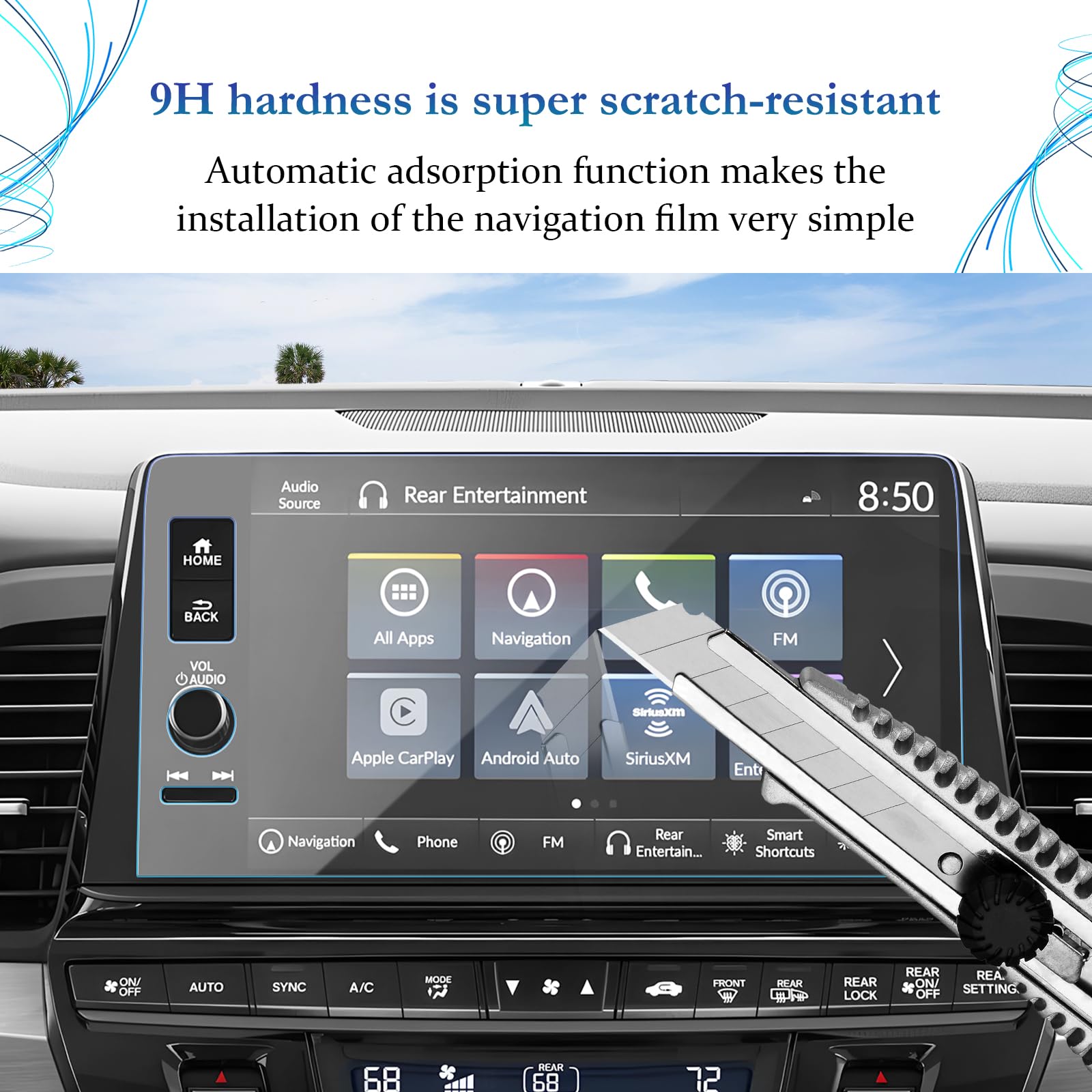 Sktu For 2025 Honda Odyssey Screen Protector 9 Inch For 2025 Honda Odyssey (Ex L/Sport L/Touring/Elite) 9 Inch Navigation Display, Honda Odyssey 2025 Accessories Tempered Glass [Anti Glare & Scratch, Hd Clear]