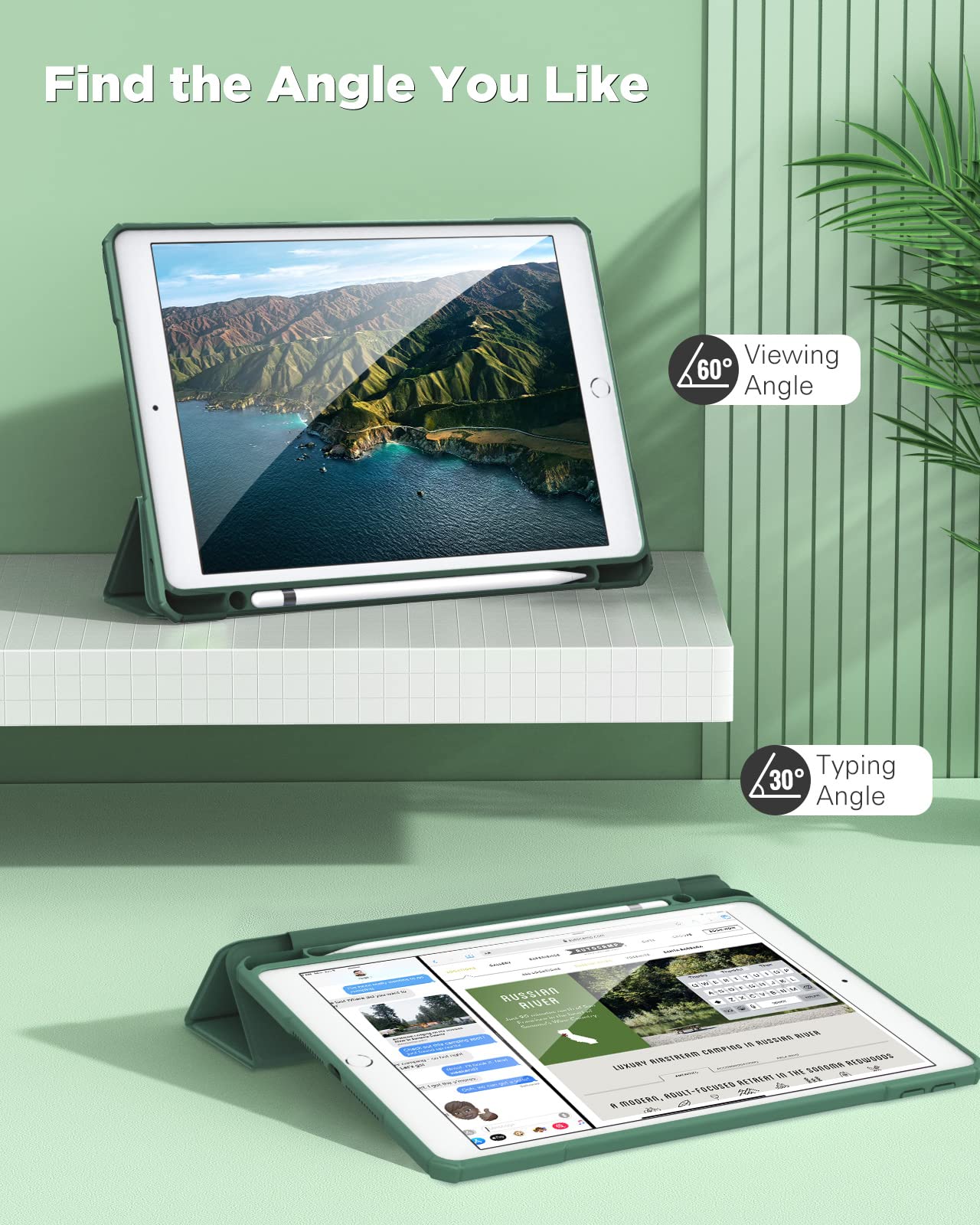 Timovo Hybrid Slim Case For Ipad 9Th / 8Th / 7Th Generation (2021/2020 / 2019) 10.2 Inch   [Built In Pencil Holder] Shockproof C