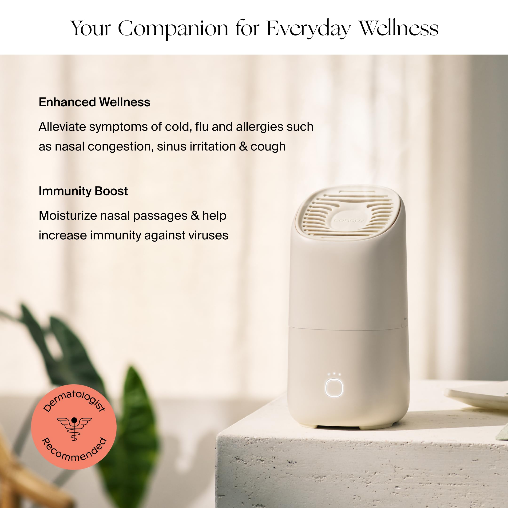 Canopy Portable Misting Humidifier   Cordless 11 Hr Run Time, 500 Ml, Tsa Approved Travel Humidifier   Alleviate Symptoms Of All