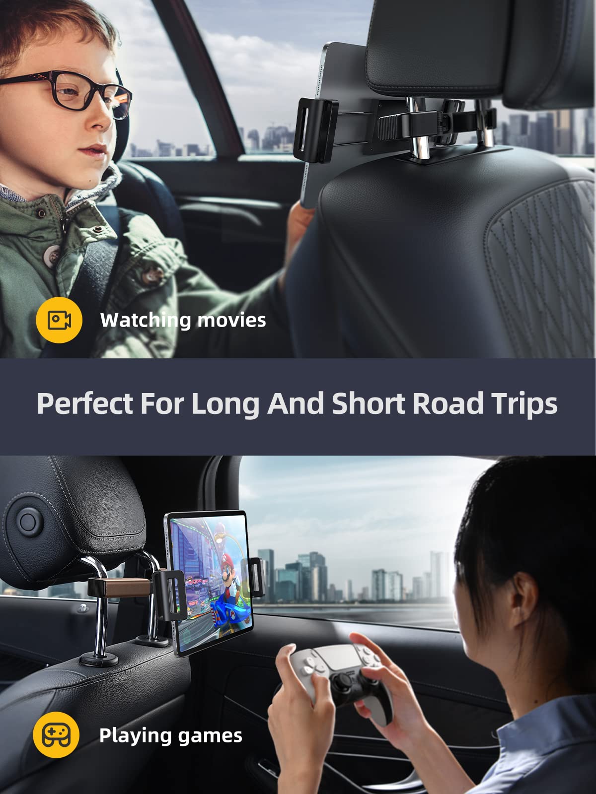 Lisen Tablet Ipad Holder For Car Mount Headrest   Ipad Car Holder Back Seat Travel Portable Car Tablet Holder Mount Road Trip Es