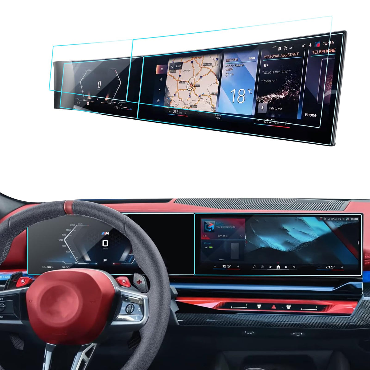 Lantu 4Pcs Car Screen Protector For 2023 2024 Bmw X5 Ix I4 I7 X6 X7 Idrive 8 Accessories Nano Screen Protector Film Hd Clear (2P