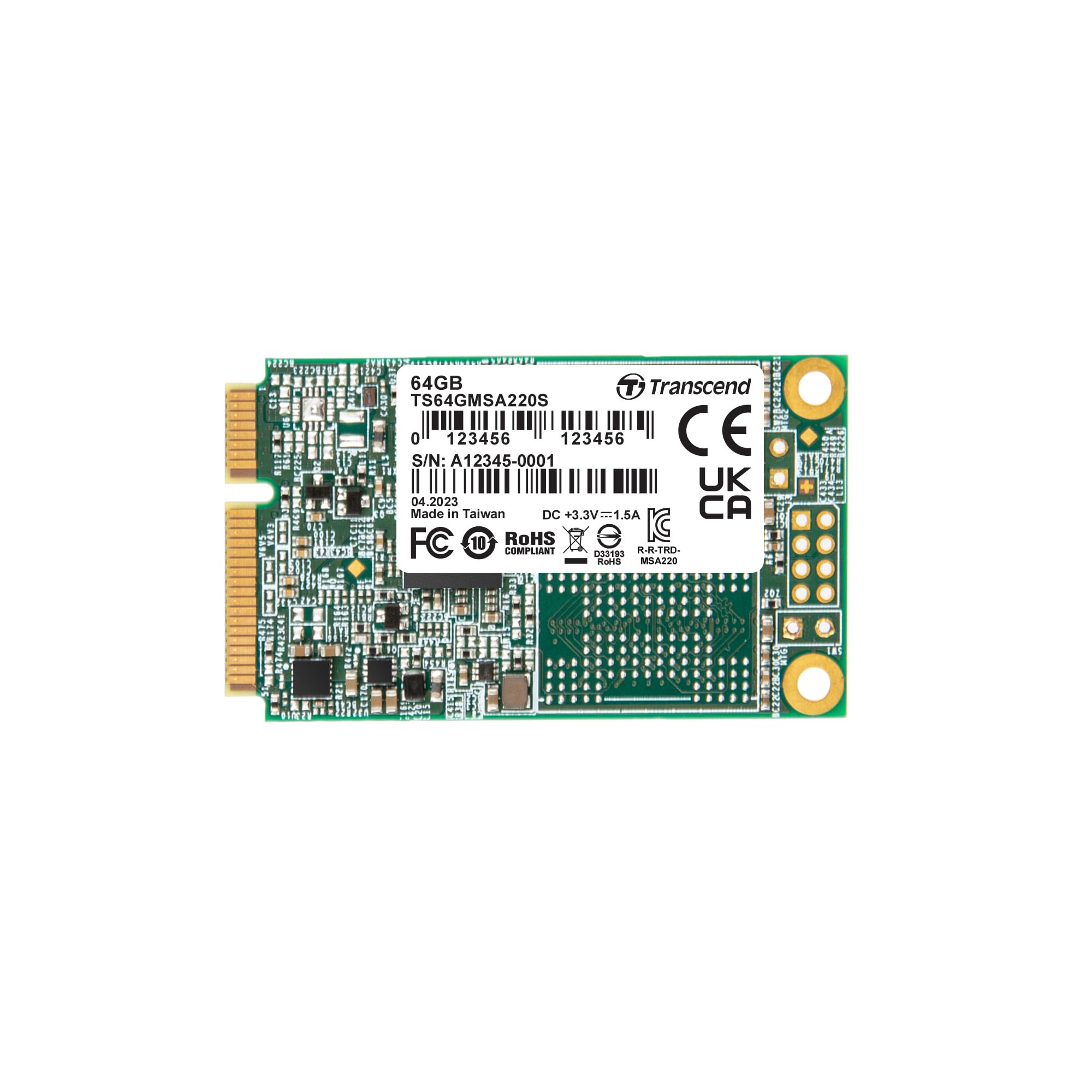 Transcend MSA220 mSATA SSD 64GB, Up to 350MB/s, Mini SATA III 6G/s Internal Solid State Drive for Ultrabook/Desktop/Tablet/PC/GP