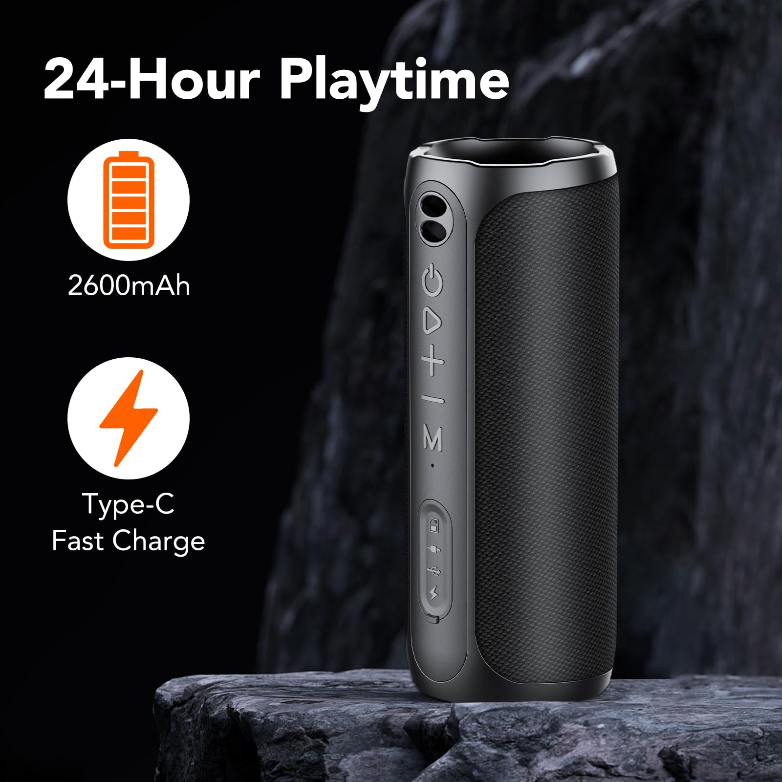 Portable Bluetooth Speakers, Ipx7 Waterproof Speaker Bluetooth Wireless, 20W Loud Stereo Sound, 24H Playtime, Rgb Lights, Double