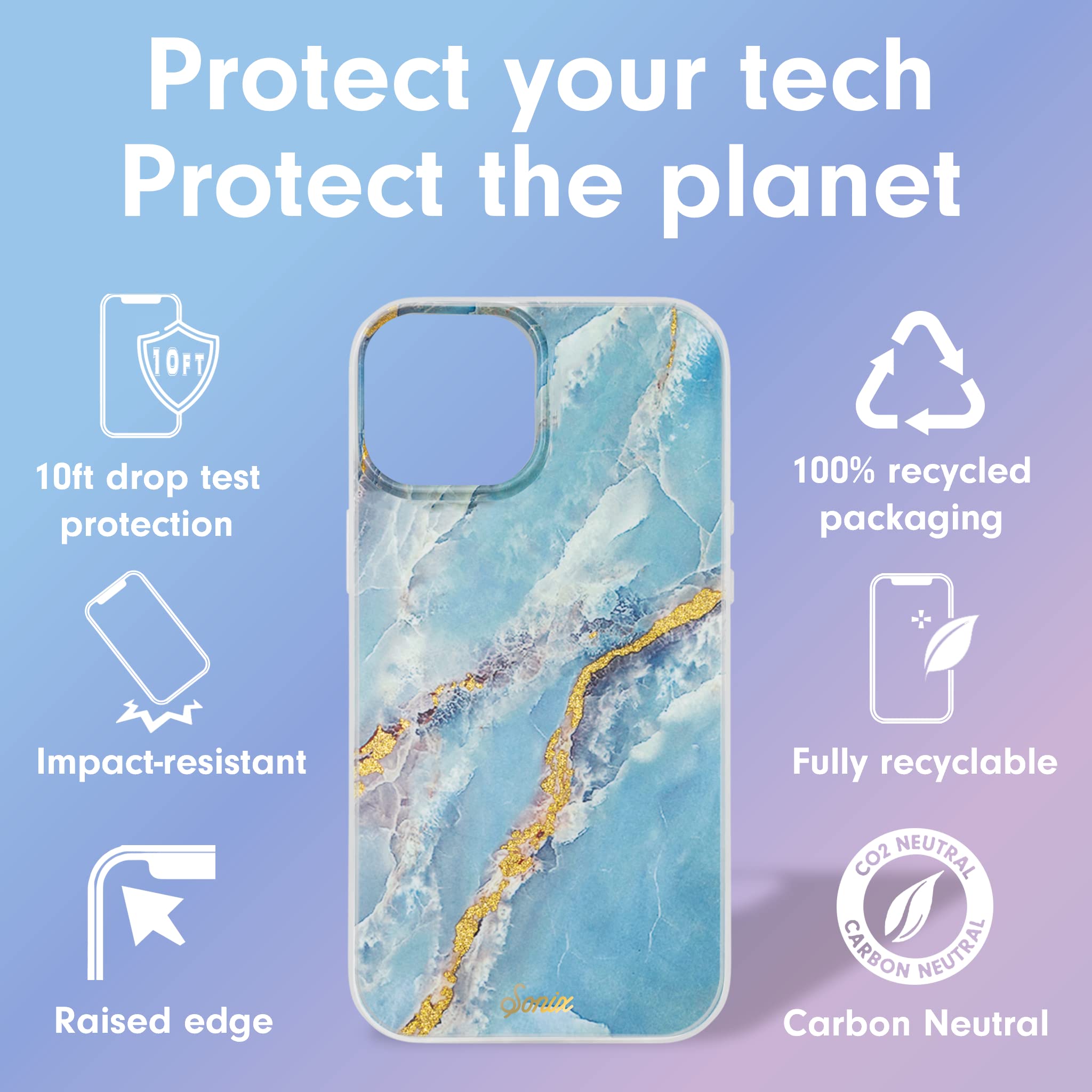 Sonix Case For Iphone 14 Plus | Compatible With Magsafe | 10Ft Drop Tested | Ice Blue Marble