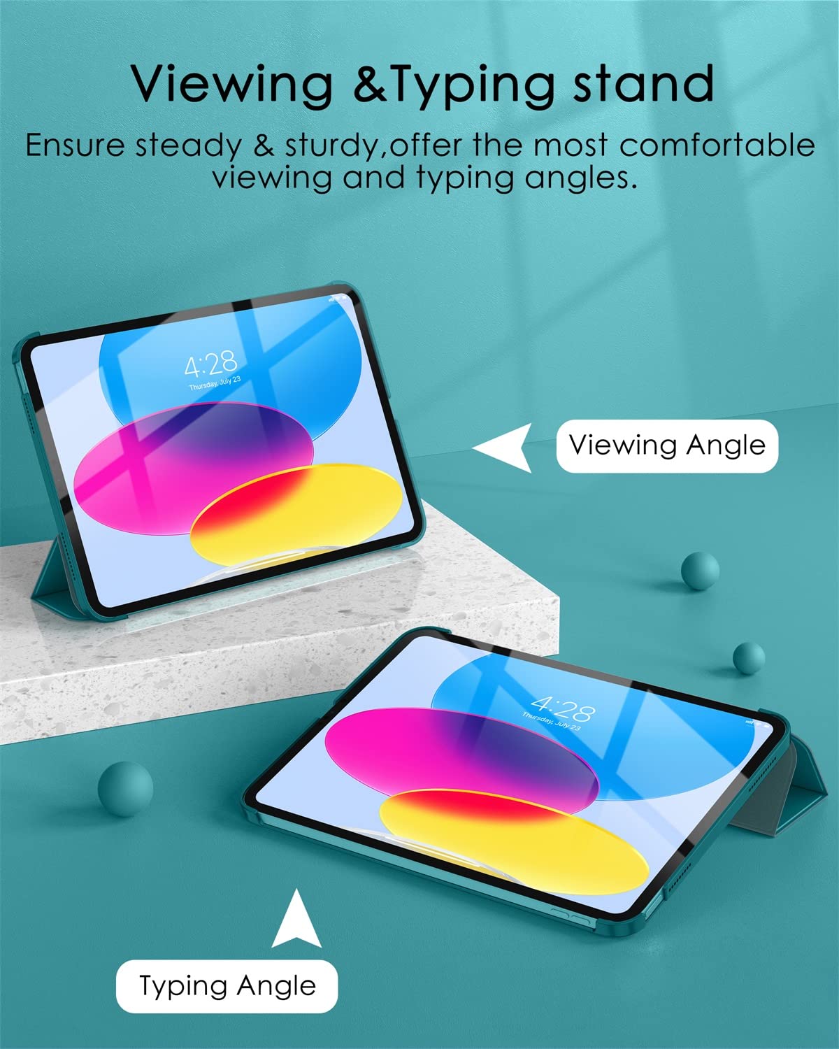 Soke Case For Ipad 11Th Generation (A16) 11 Inch 2025 & 10Th Gen 10.9 Inch 2022   [ Auto Wake/Sleep + Slim Trifold Stand], Protective Hard Pc Back Cover For Apple Ipad 11/10   Teal