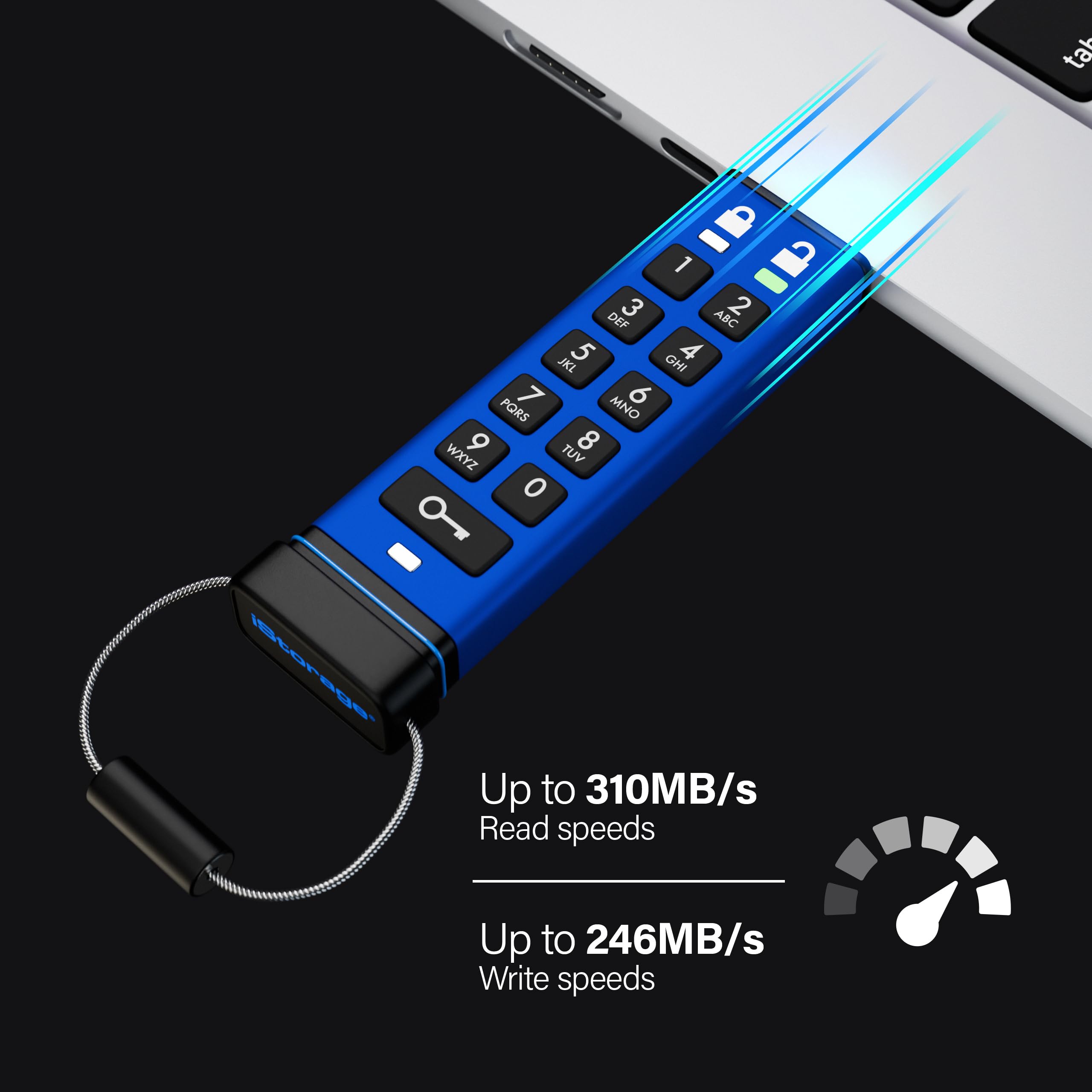 Istorage Datashur Pro+C 32Gb | Secure Usb Type C Memory Stick | Fips 140 3 Level 3 Pending | Pin Protected | Type C A Adapter In