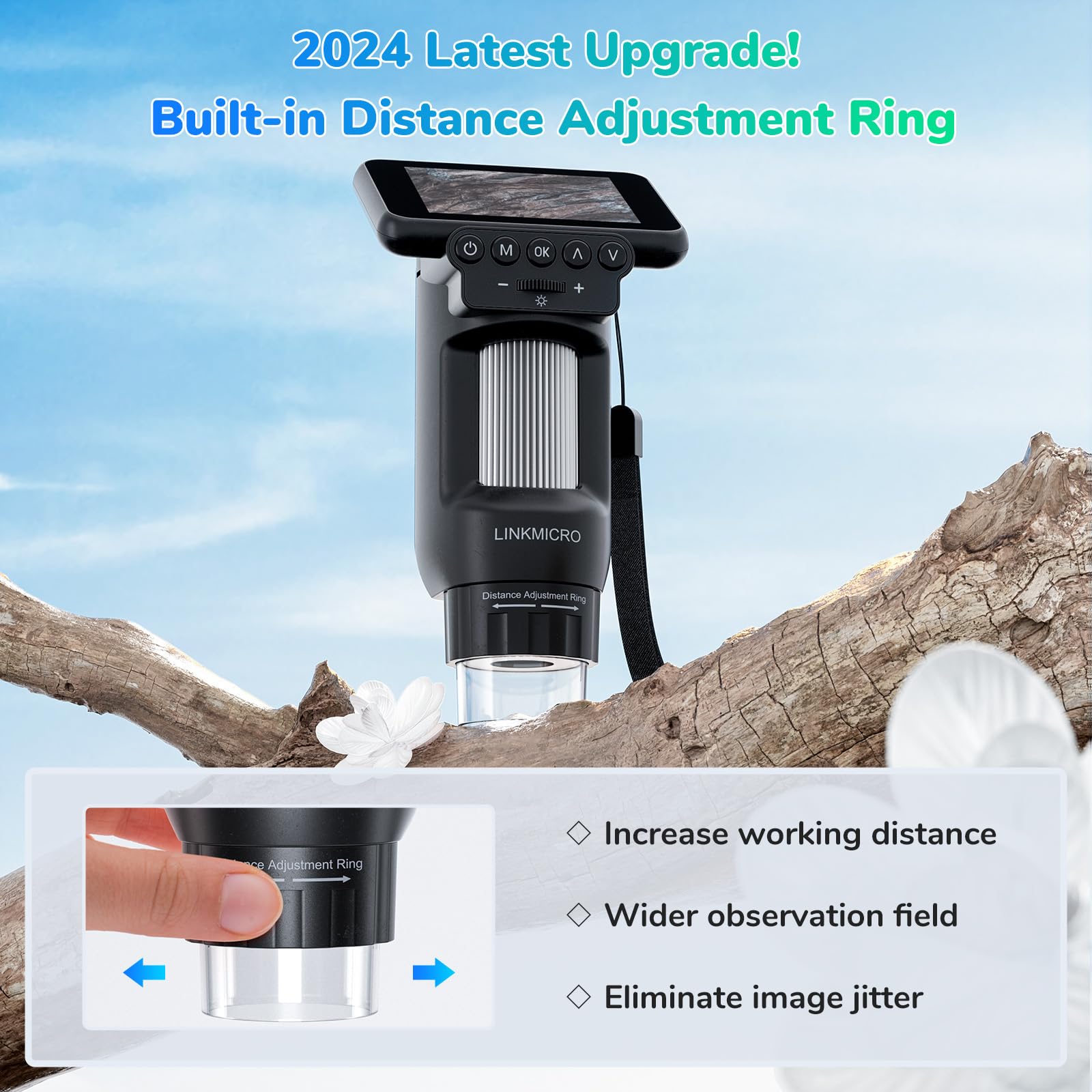 Linkmicro Lm013 Microscope For Kids Adults, 2.8'' Portable Handheld Microscope With Lcd Screen, Pocket Microscope Kit For Kids 8