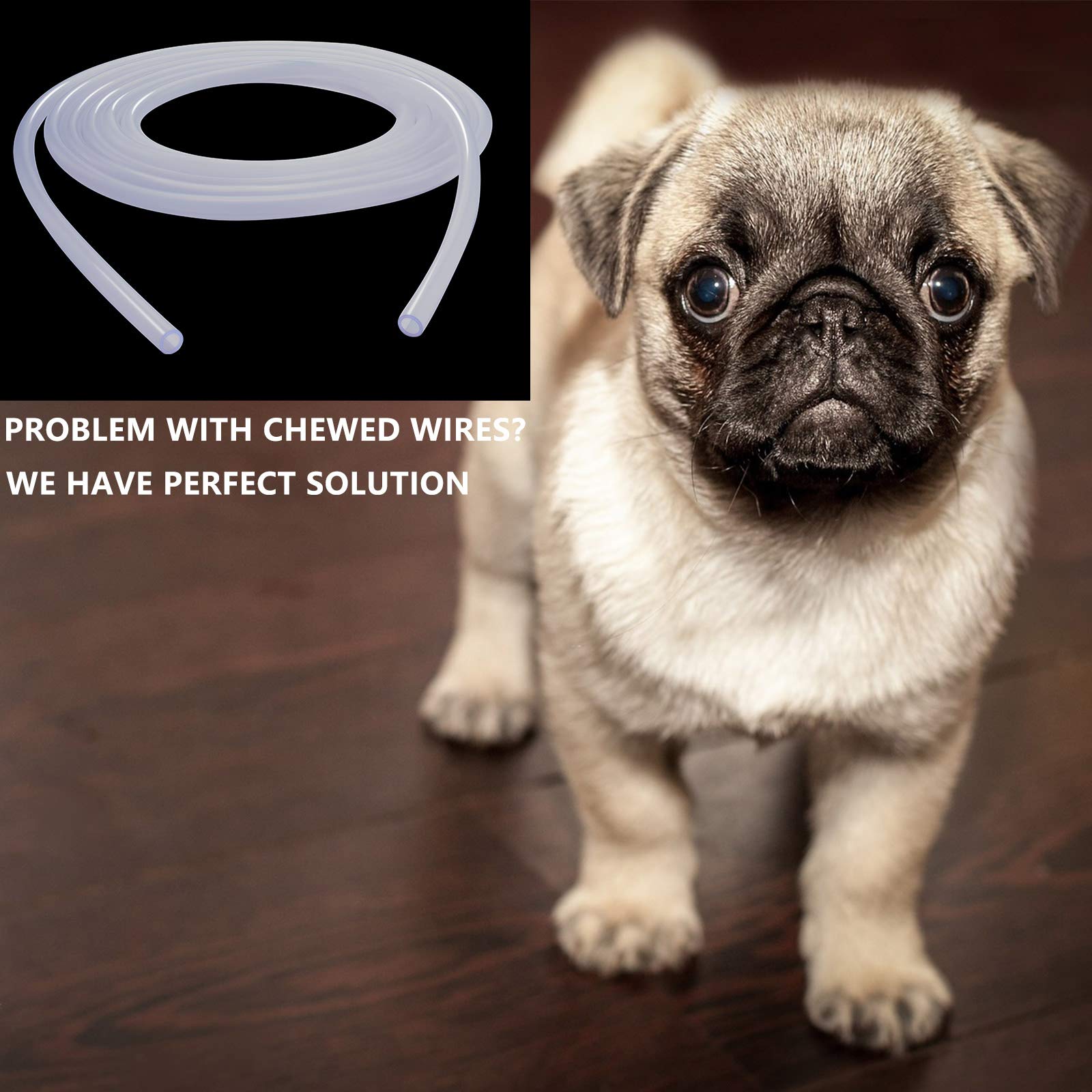 Frienda 13 Ft 1/4 Inch Dog And Cat Cord Protector Clear Pet Wire Protector Split Tubing Cable Sleeve For Usb Charger Cable Power