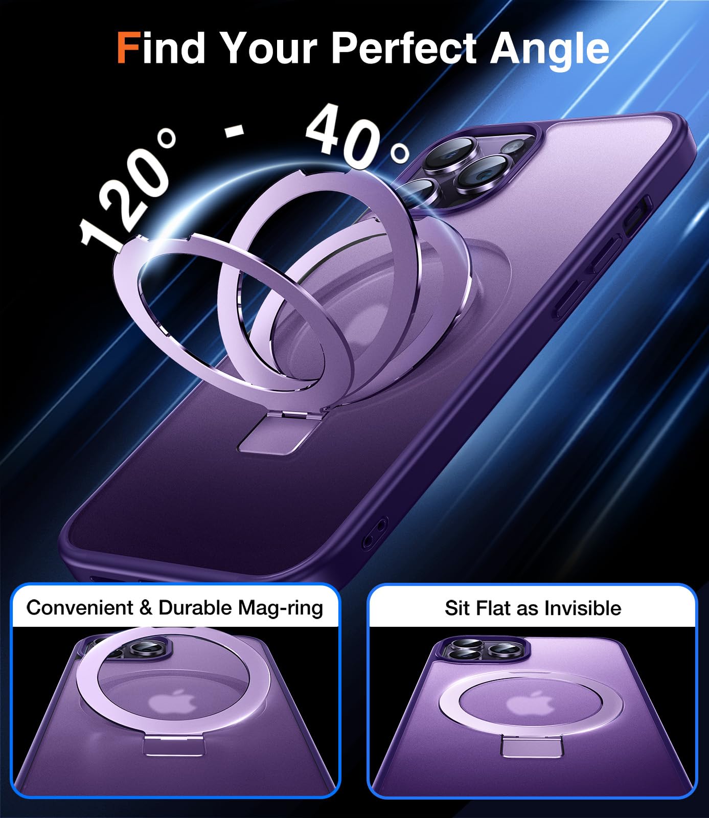 Chicfun 3-In-1 [Magnetic+Kickstand+Ring Holder] For Iphone 12 Pro Max Case Stand Ring Holder Compatible With Magsafe, Military S