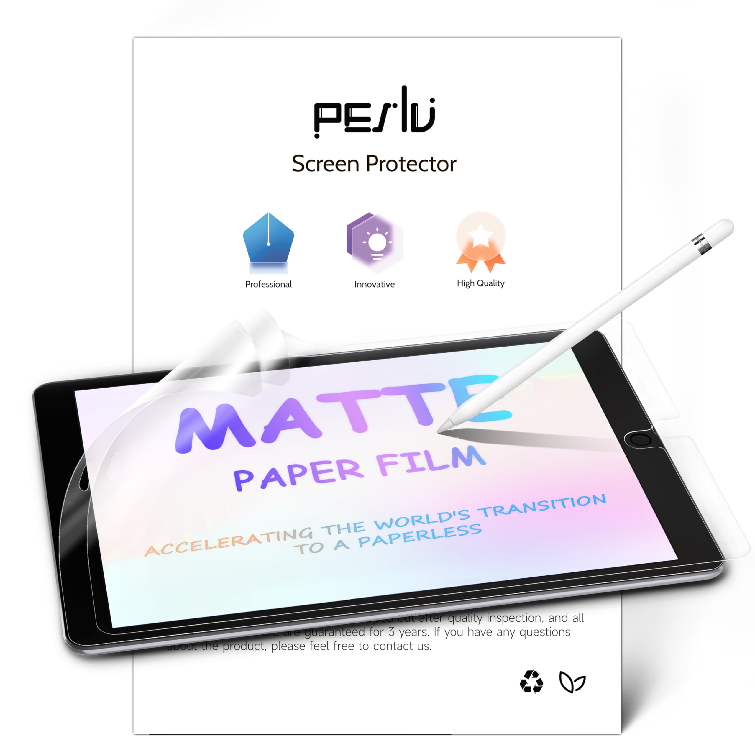 Peslv 2 Pack Like Paper Screen Protector For Ipad 9Th/8Th/7Th (10.2 Inch, 2021 2019), Matte Anti Glare Pet Film/Blue Light Filte
