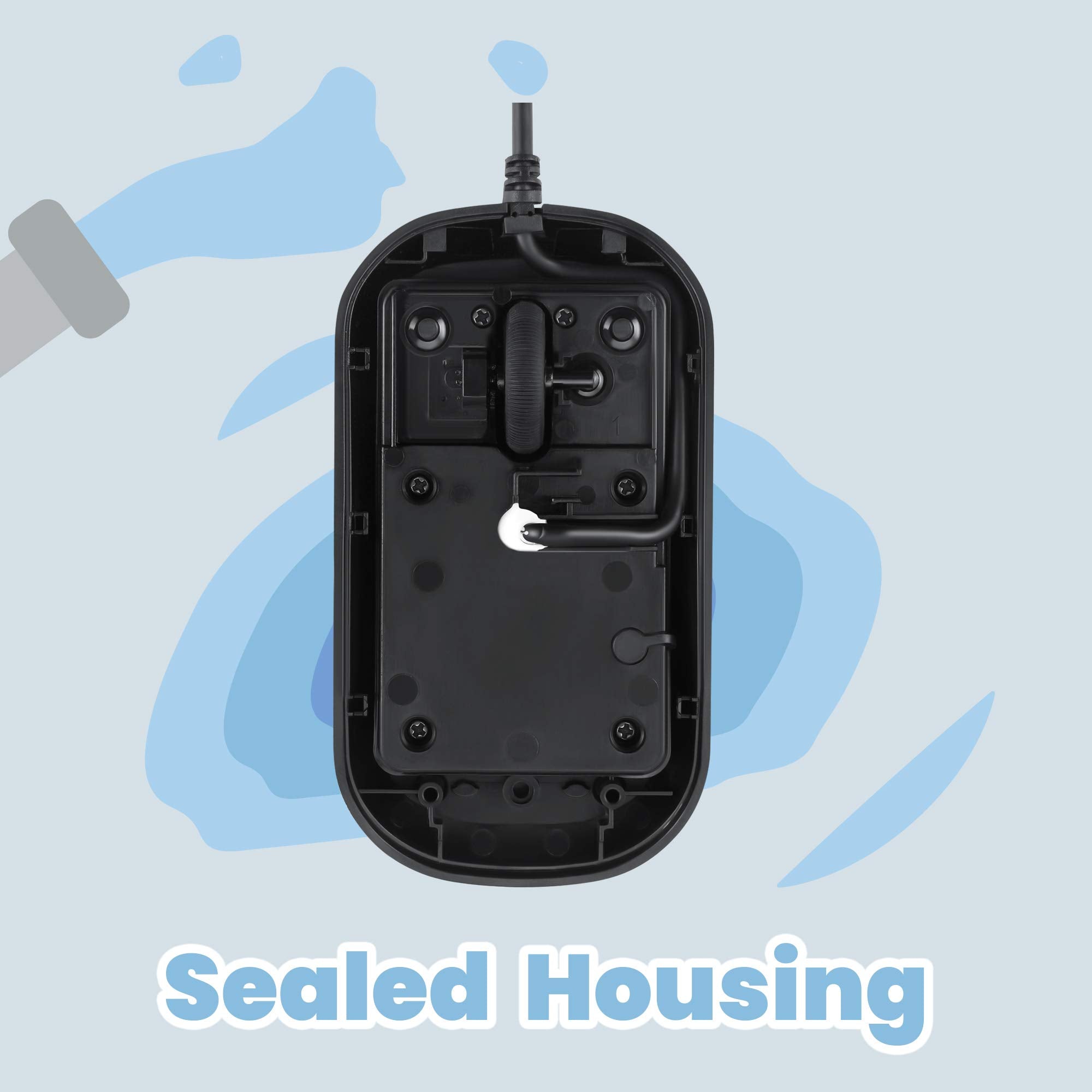 Perixx Perimice 503B Wired Optical Washable Mouse, Black (11419)