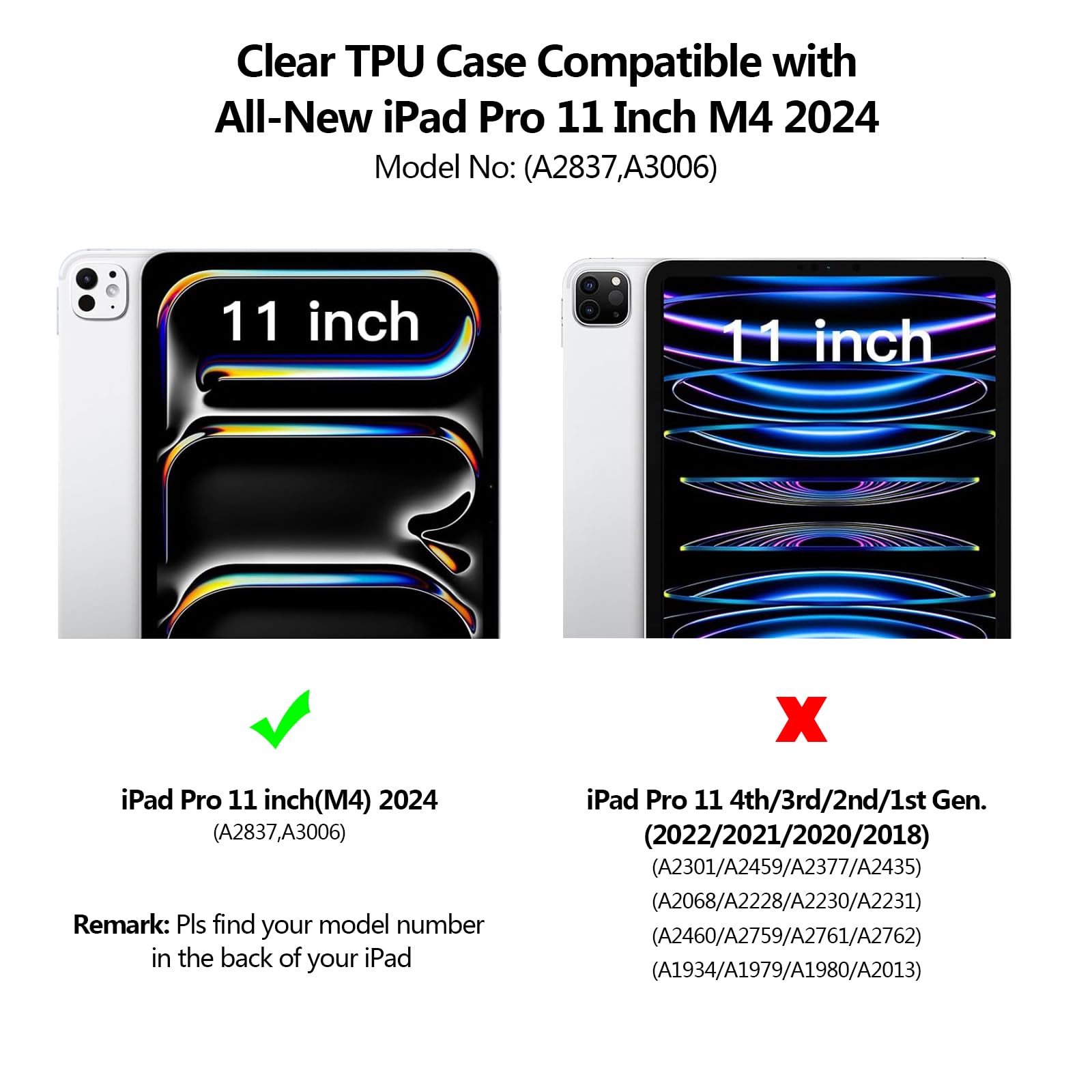 Aircawin For Ipad Pro 11 Inch Case Clear M4 2024,Clear Case For Ipad Pro 11 Inch 5Th Generation,Supports Apple Pencil 2Nd/ Penci