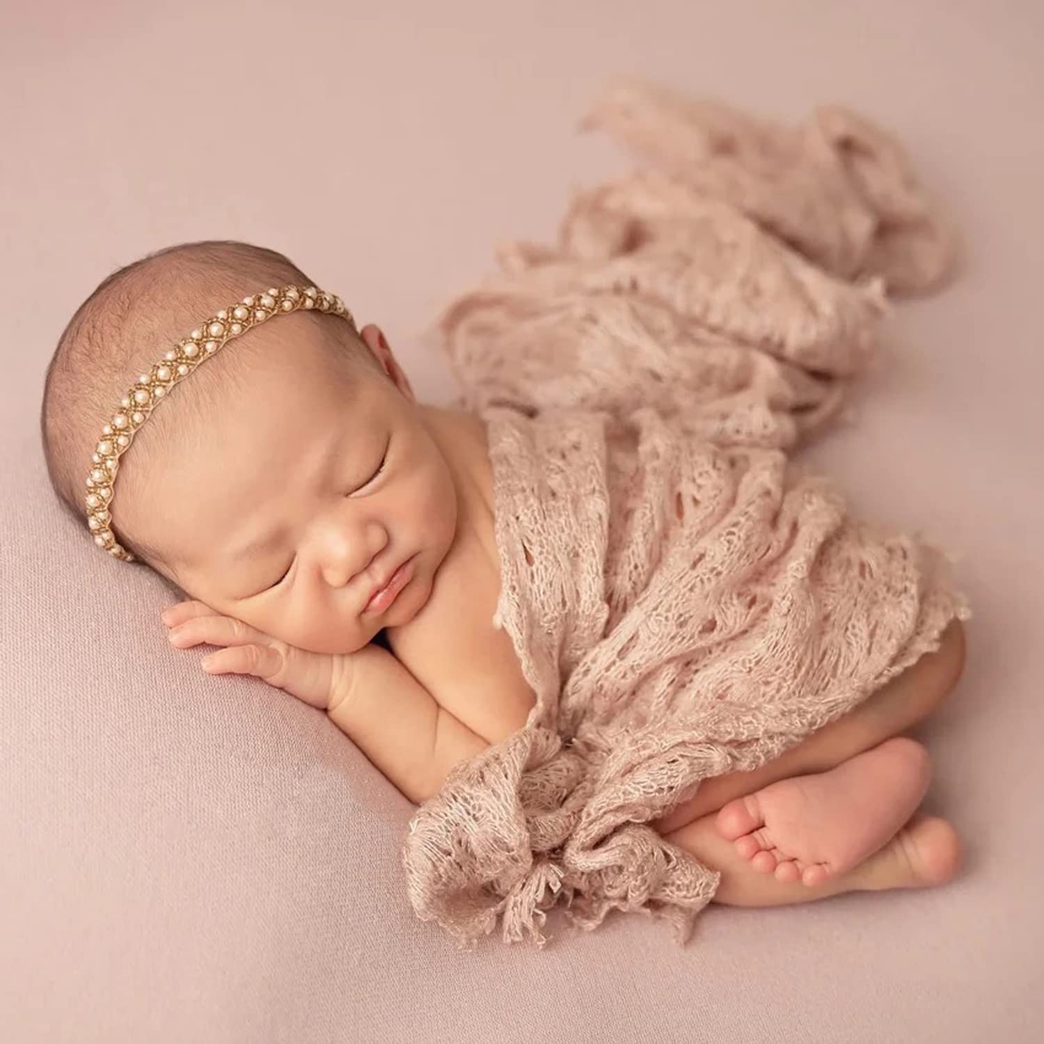 Zeroest Baby Photography Props Headband Newborn Girl Hair Accessories Photo Shoot Outfits Infant Flower Headdress (Gold 1#)