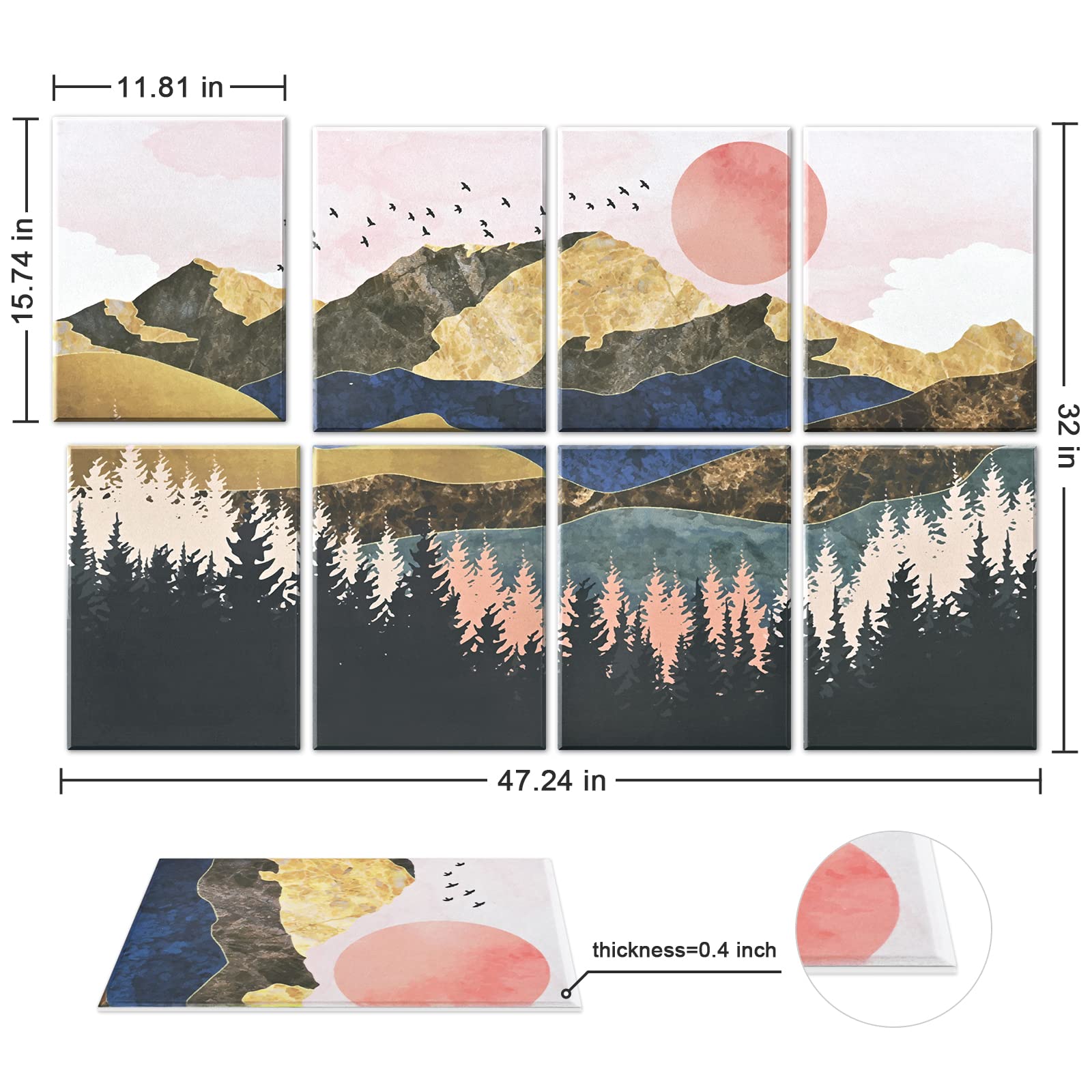 Tutmyrea Art Acoustic Panels, 48''X32'' Self Adhesive Sound Proofing Padding, 8 Pack Acoustical Soundproof Wall Panels, Decorati