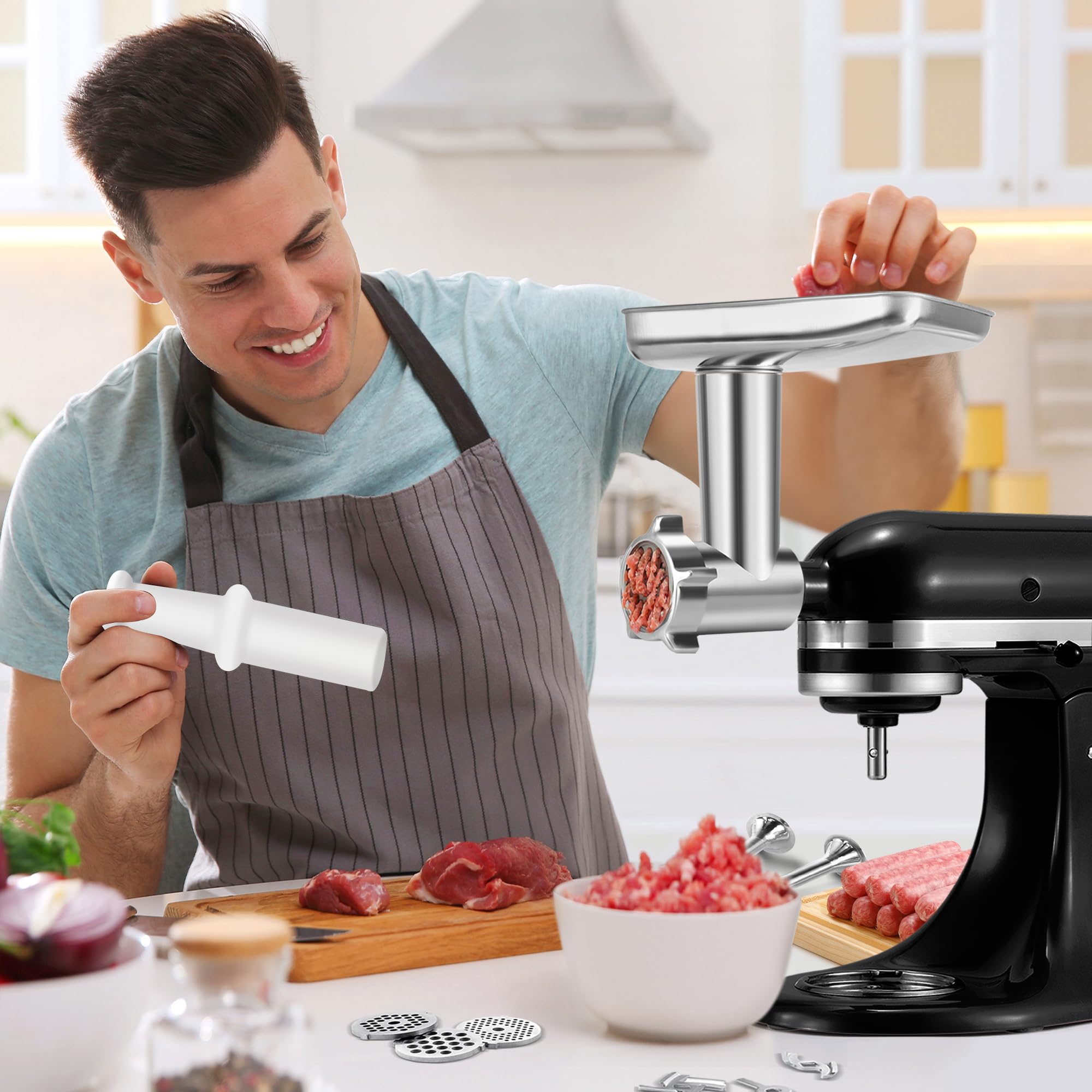 Stainless Steel Meat Grinder Attachment For Kitchenaid, Stainless Steel Meat Grinder Attachment, Sausage Stuffer, Attachment For