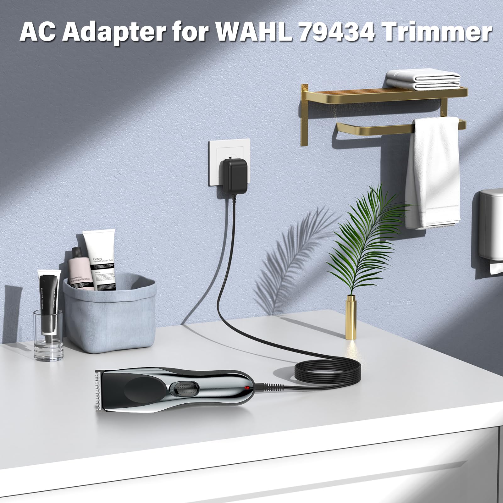 Perfeidy Charger For Wahl 79434 Replacement Power Cord Ac Adapter For Wahl 79434 Trimmer Clipper 6.0Ft Extra Long Dc Ul Listed P