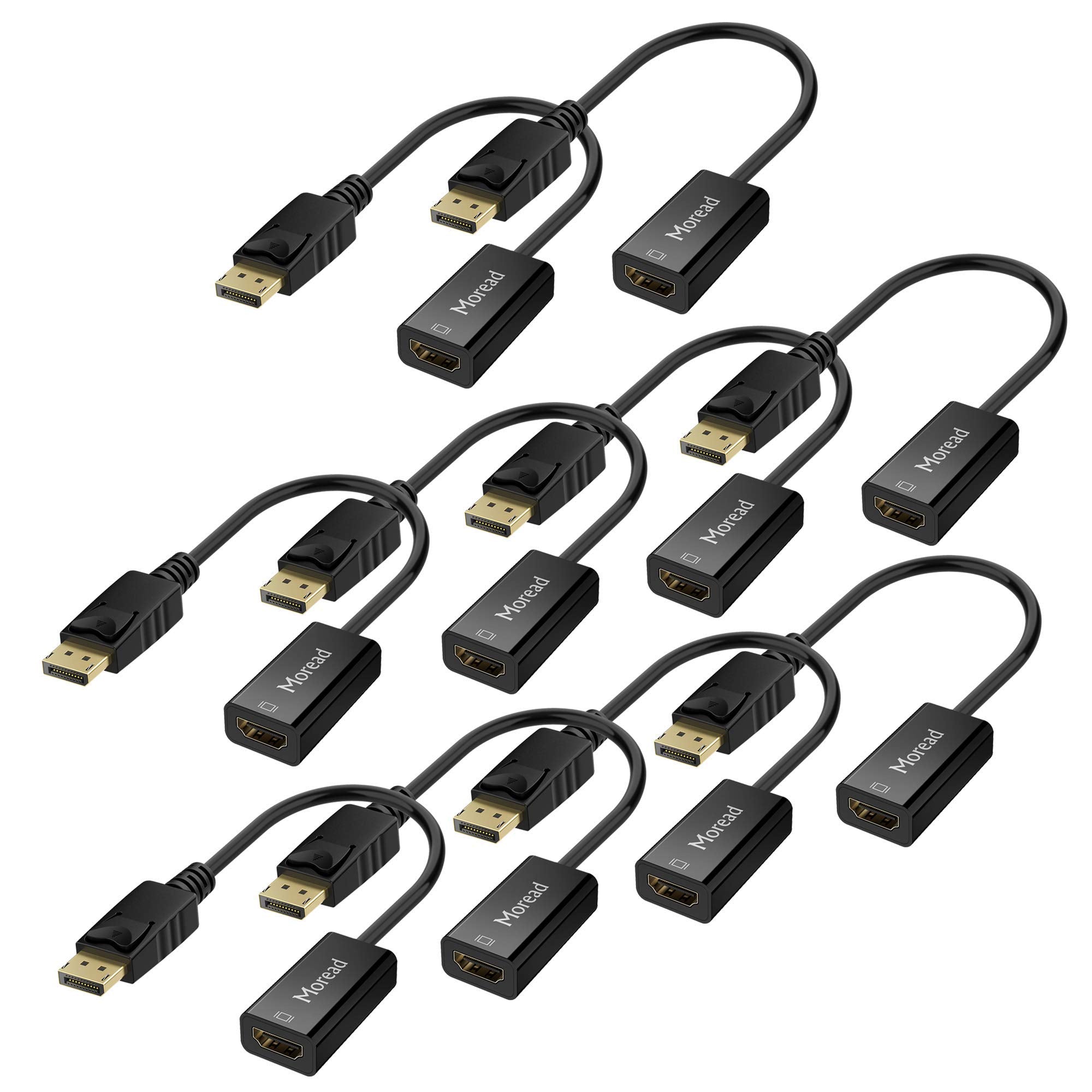 Moread 4K Displayport (Dp) To Hdmi Adapter, 10 Pack, Gold Plated Uni Directional Display Port Pc To Hdmi Screen Converter (Male