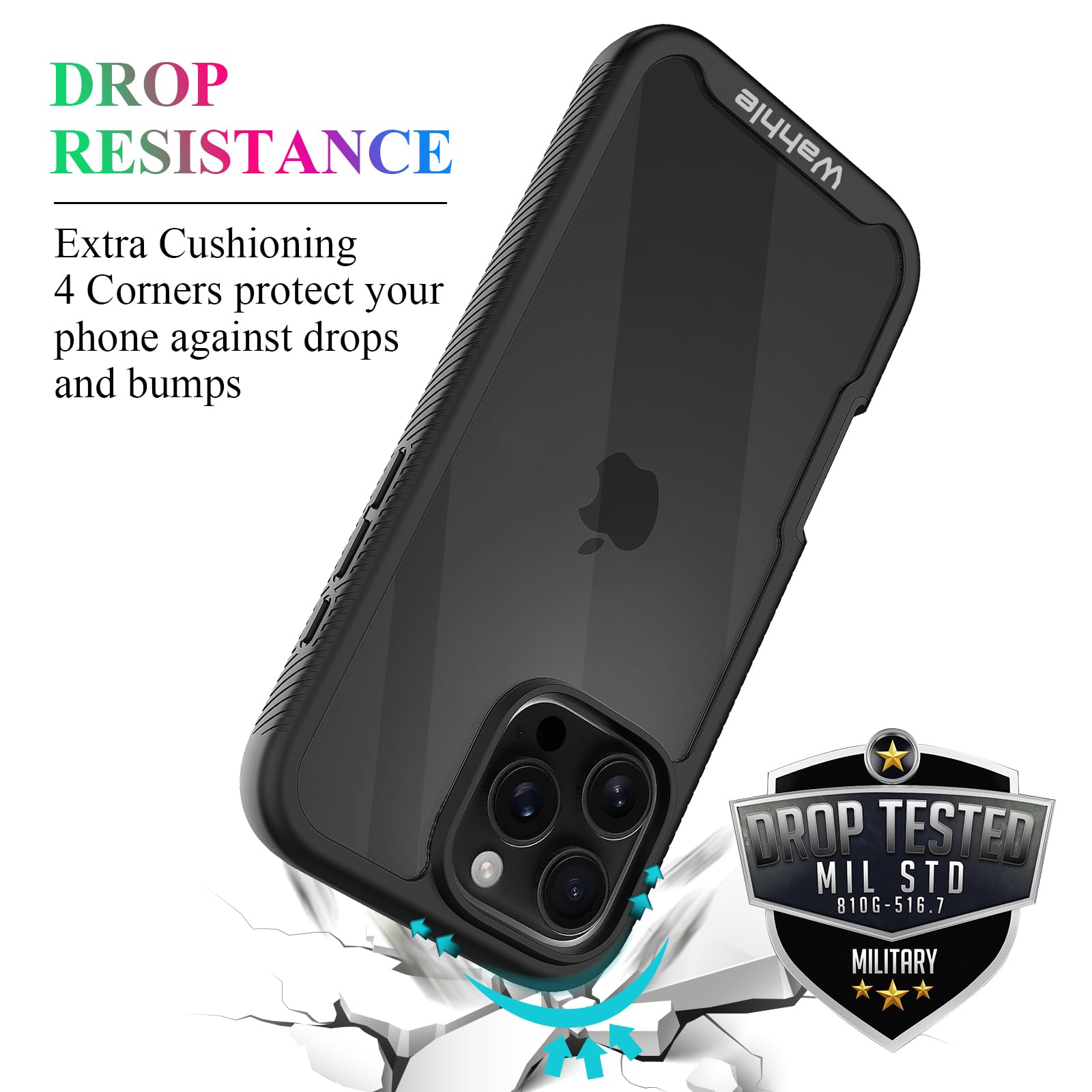 Wahhle Compatible With Iphone 16 Pro Max Case, Built In Screen Protector Full Body Shockproof Slim Fit Bumper Protective Phone C