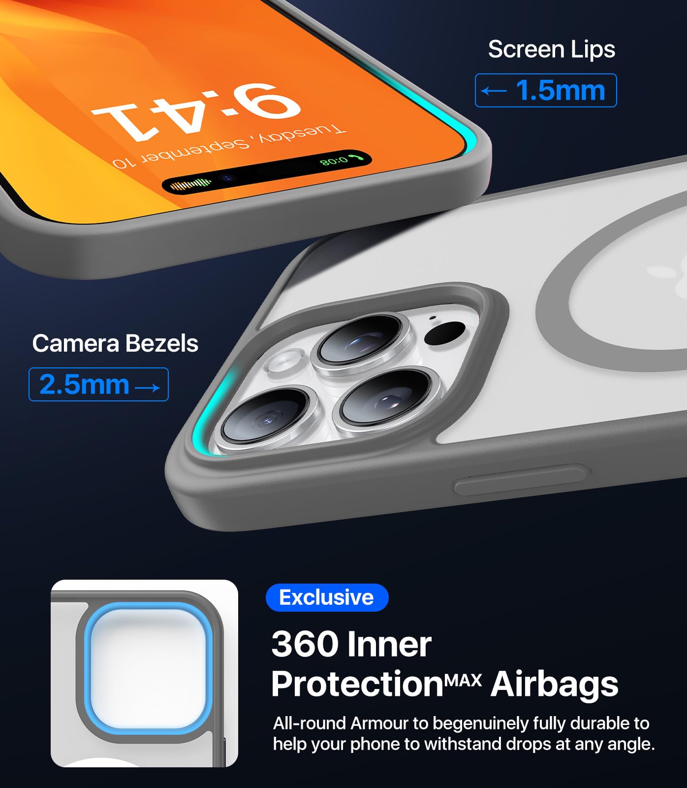 Shiiuou Strong Magnetic For Iphone 16 Pro Case, Skin Friendly[Compatible With Magsafe] [Military Grade Test Protection] Shockpro