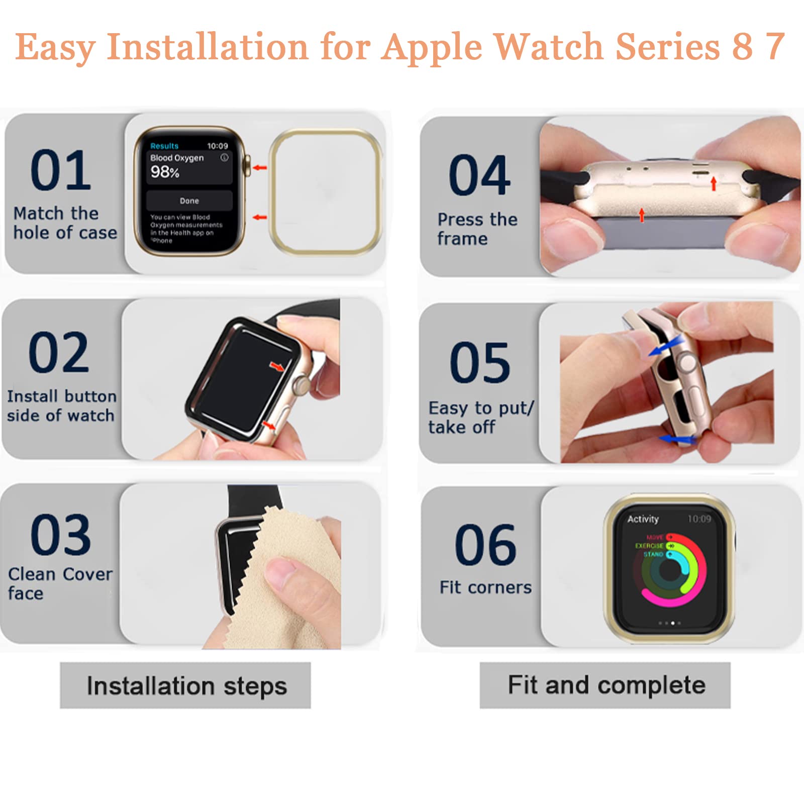 Compatible Apple Watch 45Mm Series 8 7 Case Rose Gold,Ninki Impact Resistant Aluminium Full Protective Cover Apple Watch Series