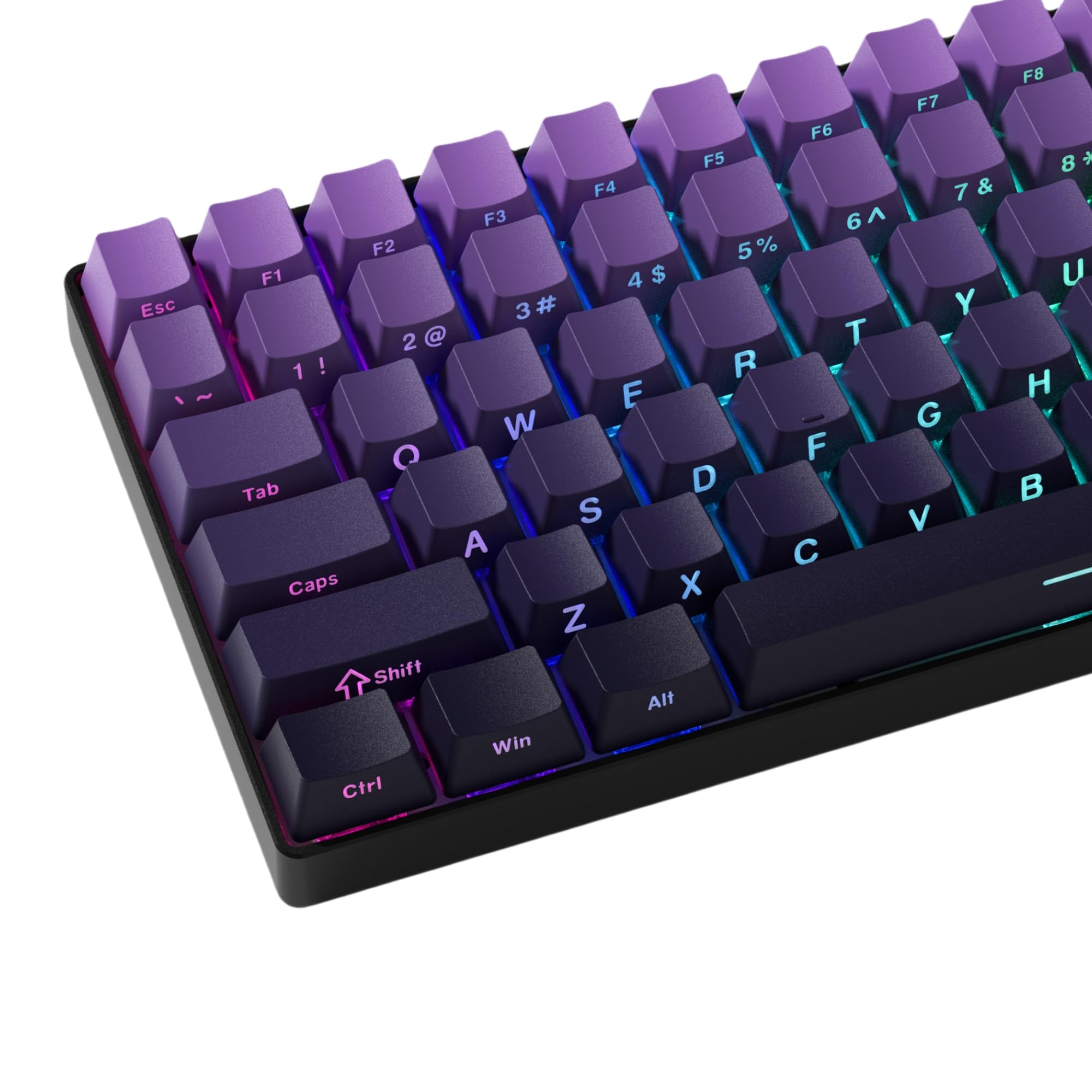 Dagaladoo Pbt Keycap,Side Printed Keycaps 75 Percent,Double Shot Key Caps,Cherry Profile,Gradient Purple Keyboard Keycap,Shine T