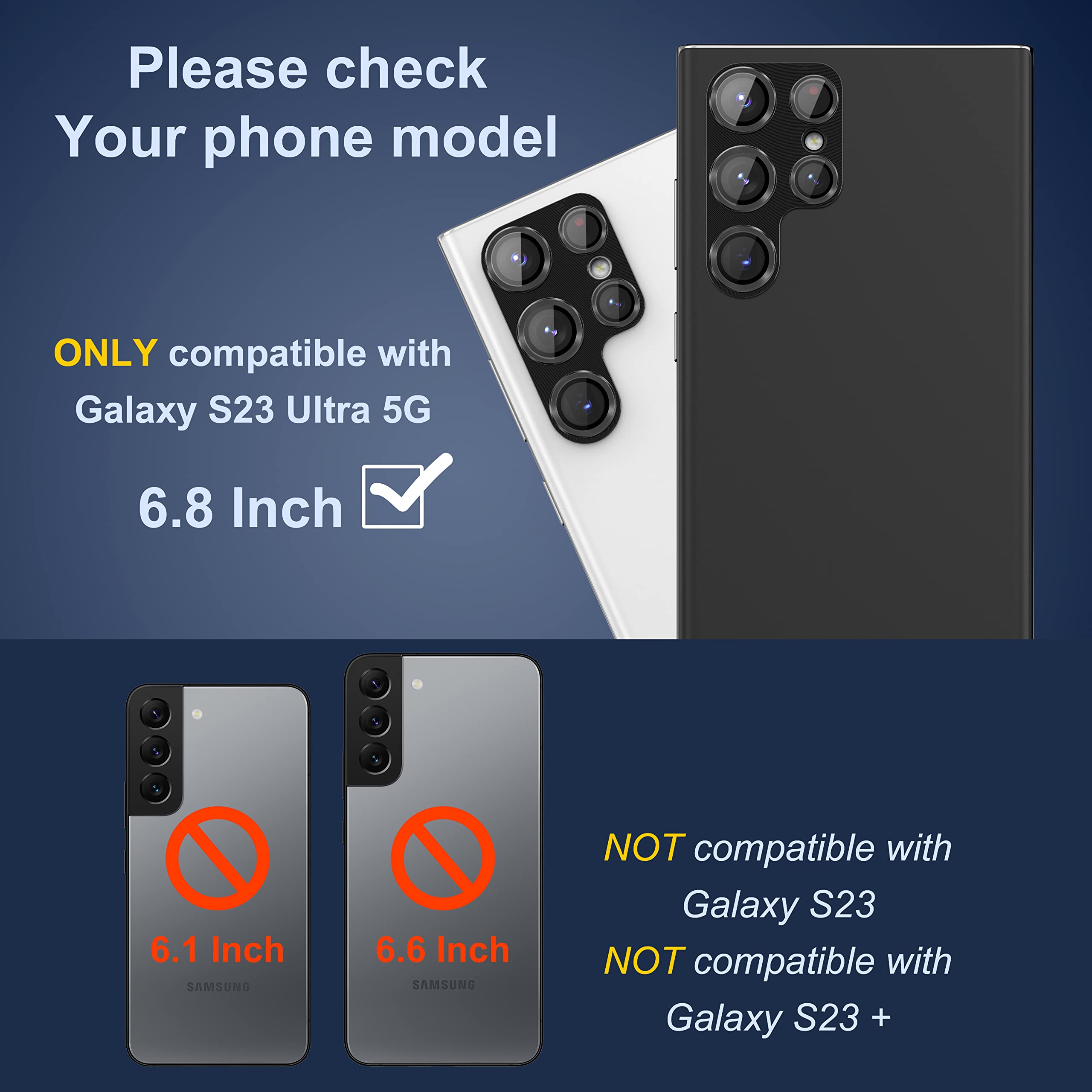 [5+5 Pcs] Suoman For Samsung Galaxy S23 Ultra Camera Lens Protector, Premium Tempered Glass Glitter Camera Lens Protector For Sa