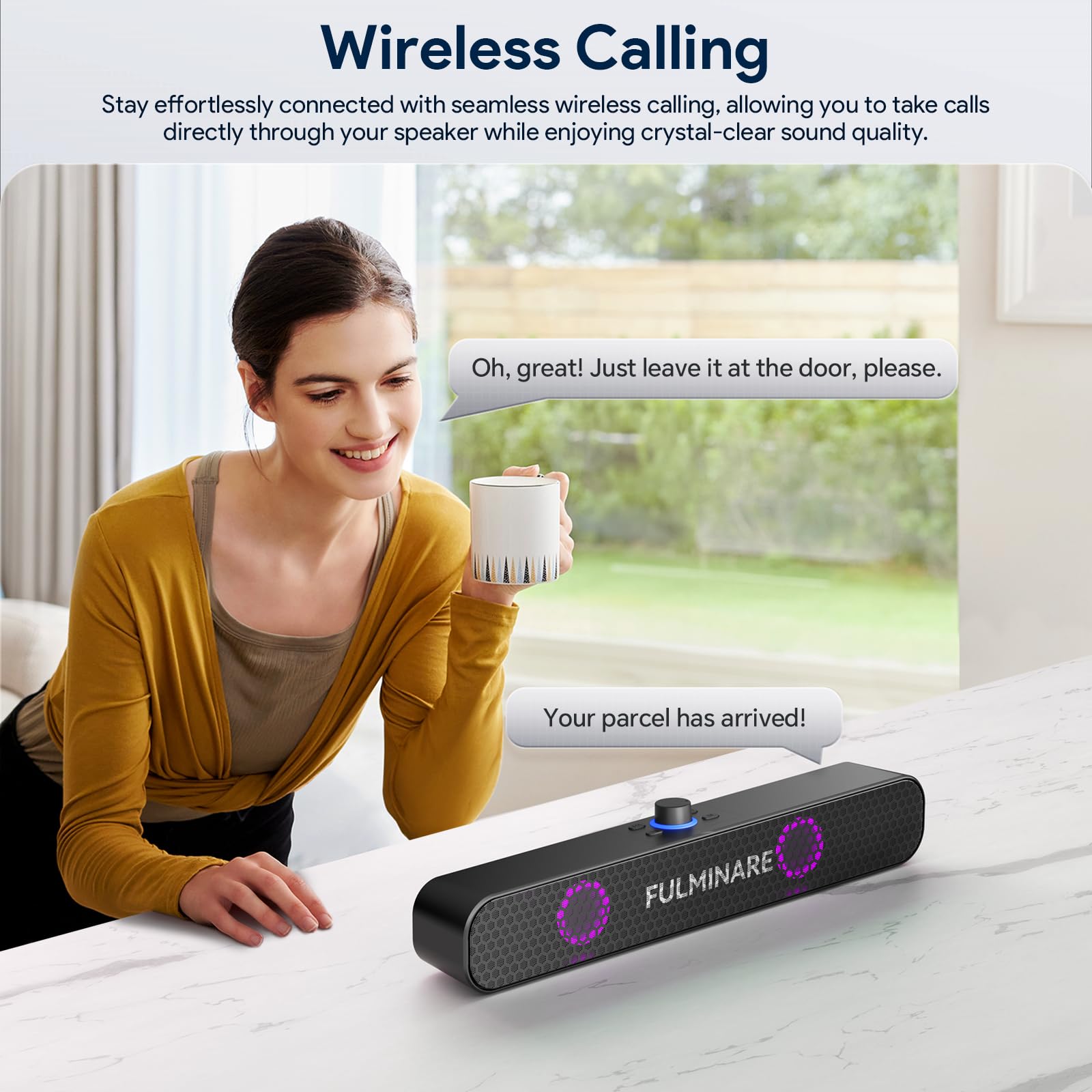 Fulminare Bluetooth Speaker With 10W Hd Sound, Portable Speaker Up To 15H Playtime, Aux&Tf Card&Usb Input, Led Lights, Speakers