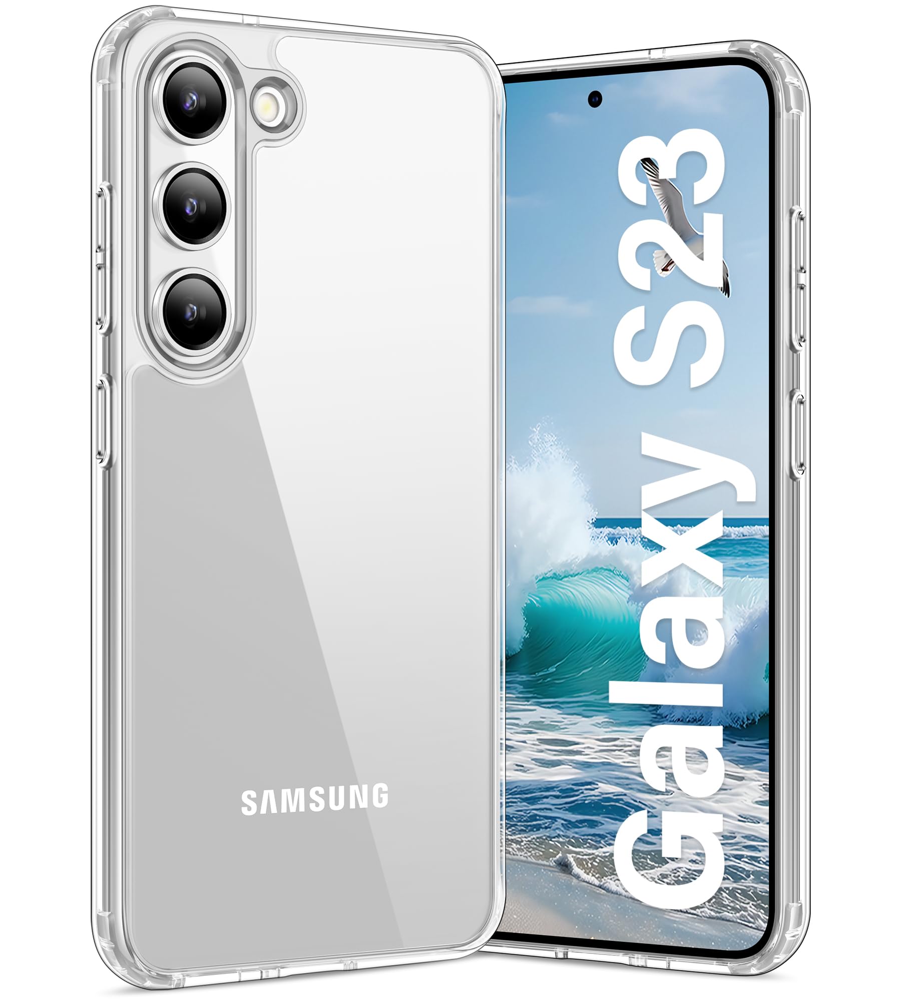 Vakoo Case for Samsung Galaxy S23 5G |  Clear Anti-Yellowing, Hard Back, Military-Grade Drop Protection, Supports Wireless Charg