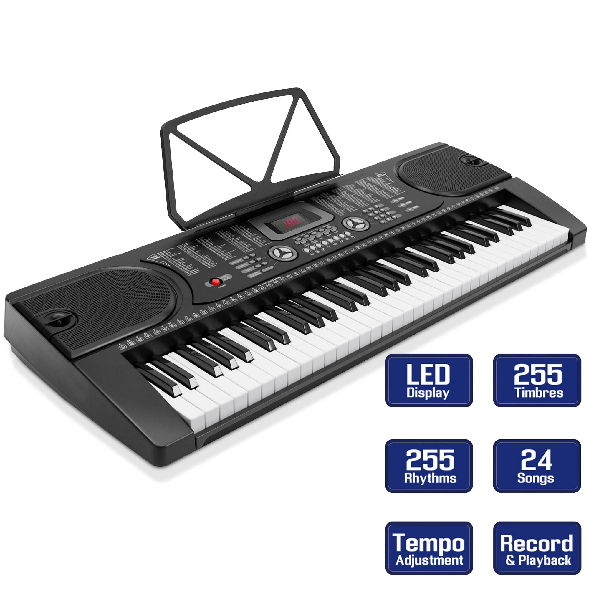 61-Key Electronic Music Keyboard Piano With Stand, Headphones, Stool & Microphone