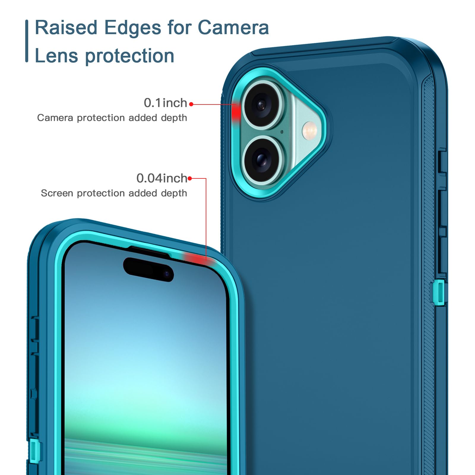 I Honva For Iphone 16 Case Shockproof Dust/Drop Proof 3 Layer Full Body Protection [Without Screen Protector] Rugged Heavy Duty