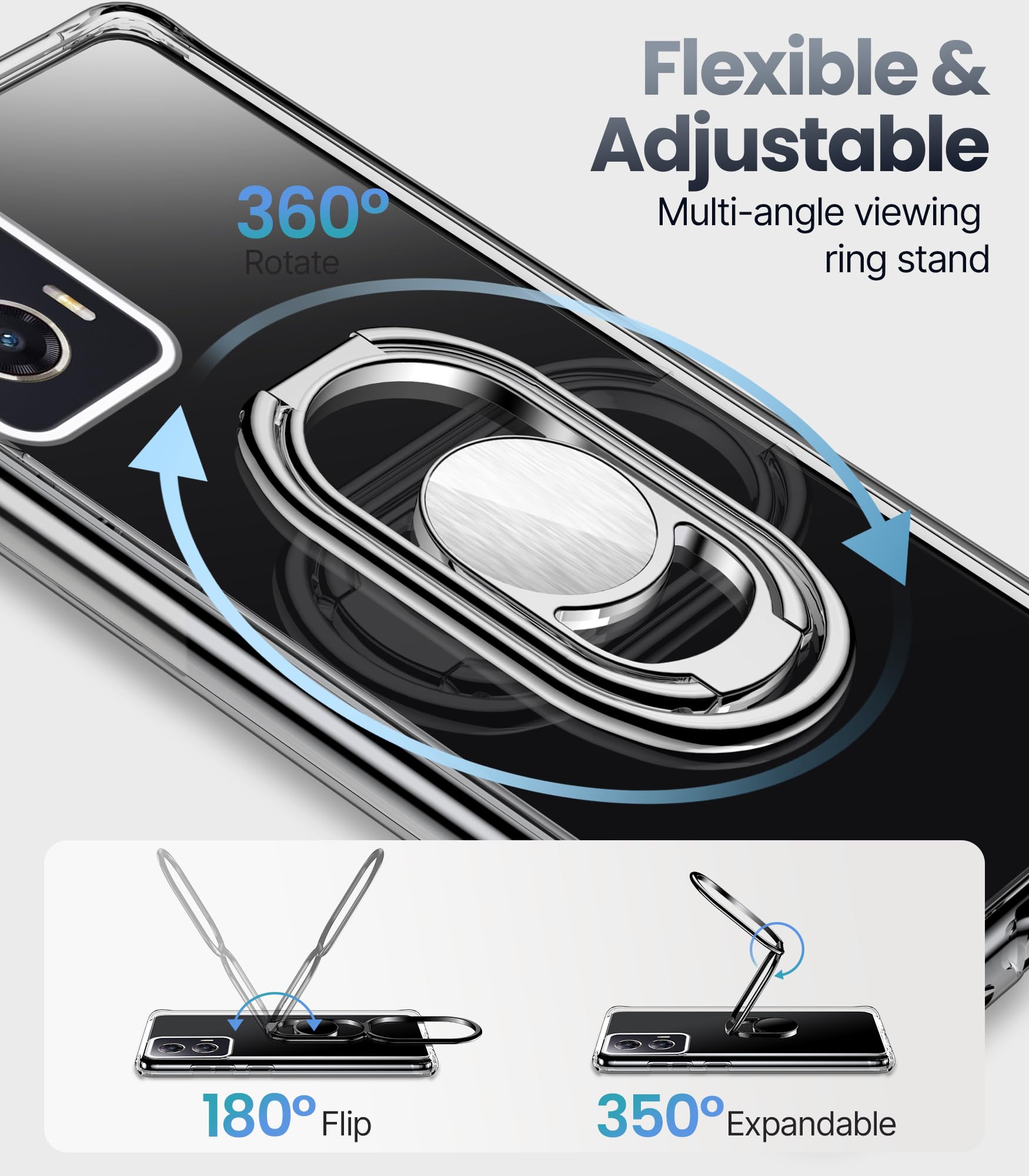 Shields Up For Moto G Stylus 5G 2024 Case With Stand, Phone Case Clear With Double Ring Holder [Adjustable & Foldable] Shockproo