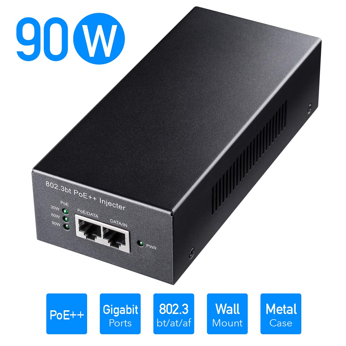 Cudy Poe400 90W Gigabit Ultra Poe++ Injector Adapter, Ieee 802.3 Bt /802.3At/802.3Af Compliant, Up To 90W Ultra Power Supply, 10