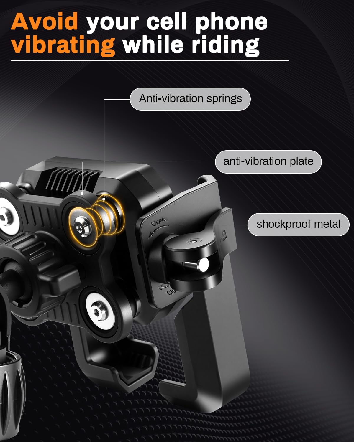 Justtop Motorcycle Phone Mount Holder,Bike Phone Mount Holder[Unobstructed Camera],For Iphone And More 4.7''-7'' Smartphones,Mot