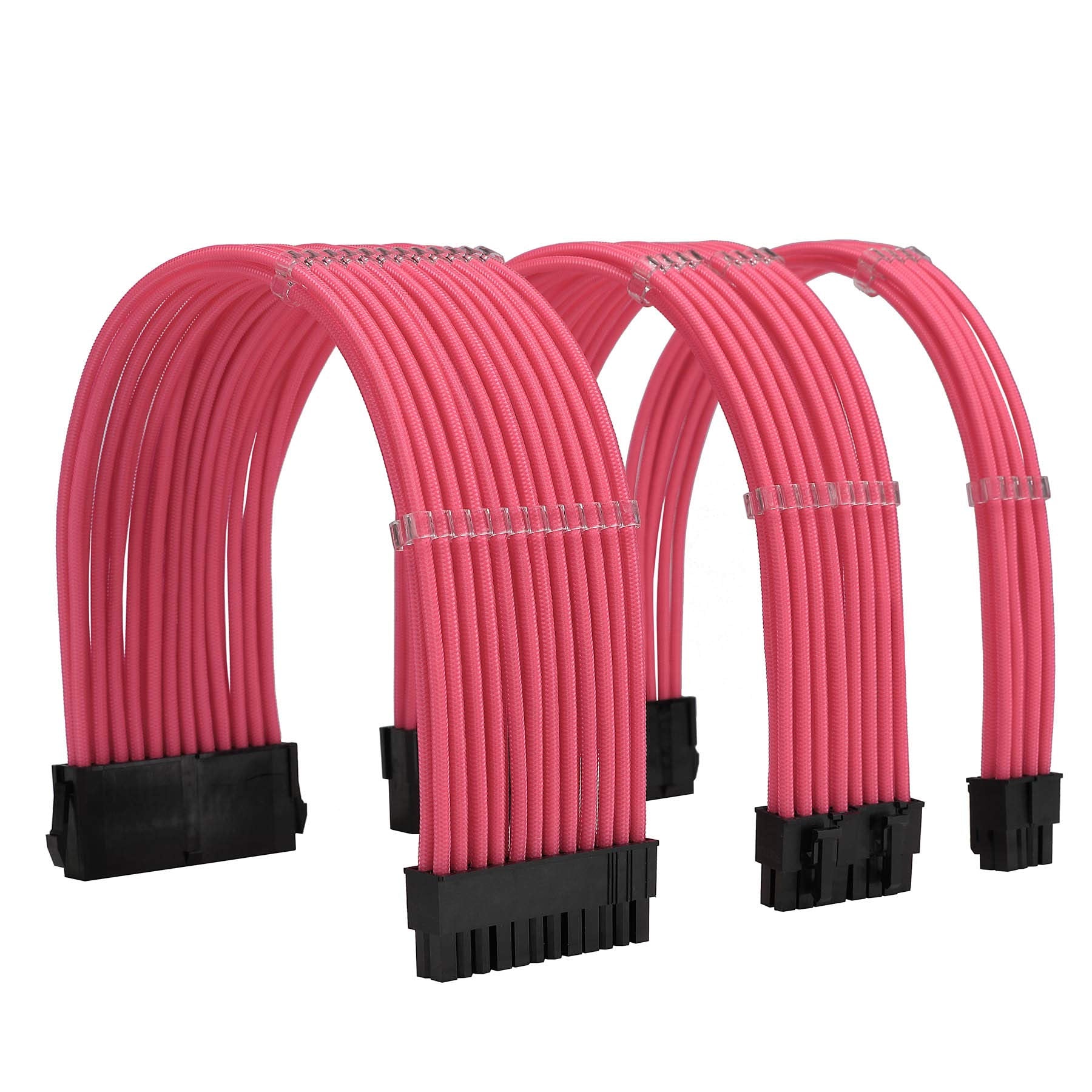Formulamod Sleeve Extension Power Supply Cable Kit 18Awg Atx 24P+ Eps 8 P+Pci E8 P With Combs For Psu To Motherboard/Gpu (Pink)