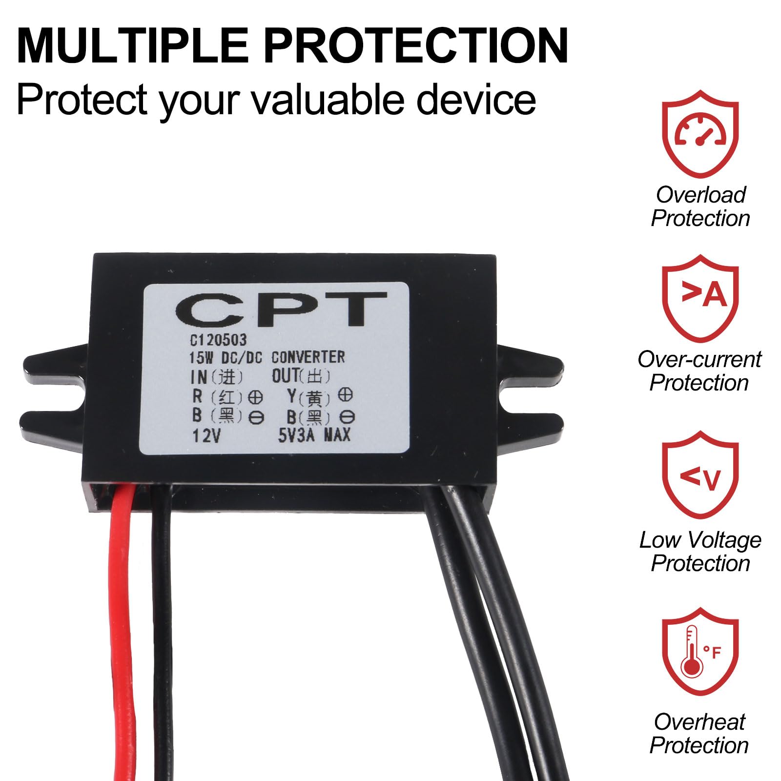 Diann Direct Current Converter 12V To 5V 3A 15W Buck Converter Module Dual Usb Female Dc Power Adapter Converter Dc To Dc Regula