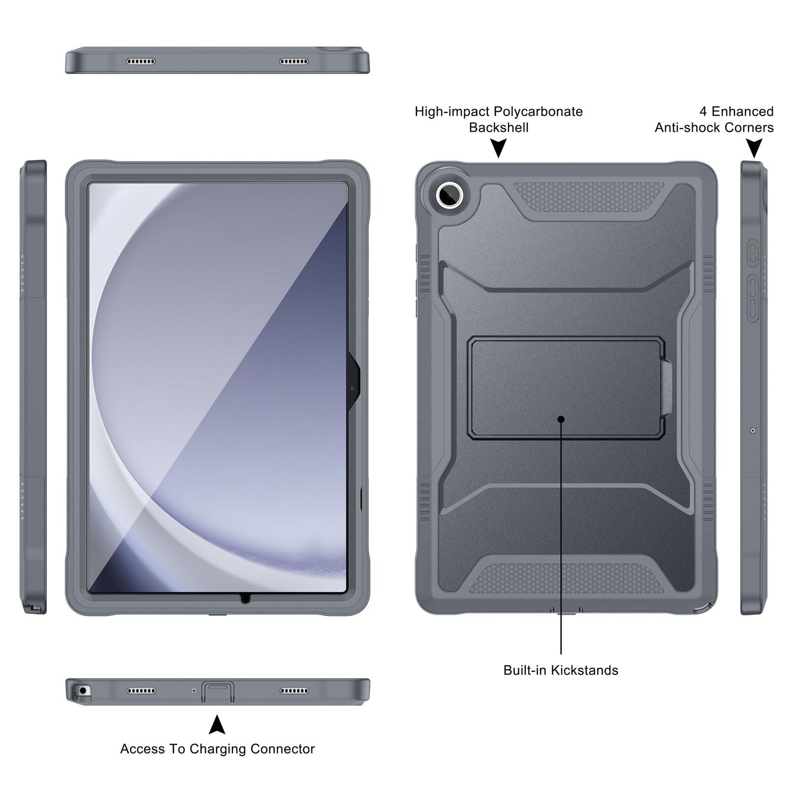 Soke Case For Samsung Galaxy Tab A9 Plus 2023, With Built In Screen Protector And Kickstand, Rugged Full Body Protective Cover F