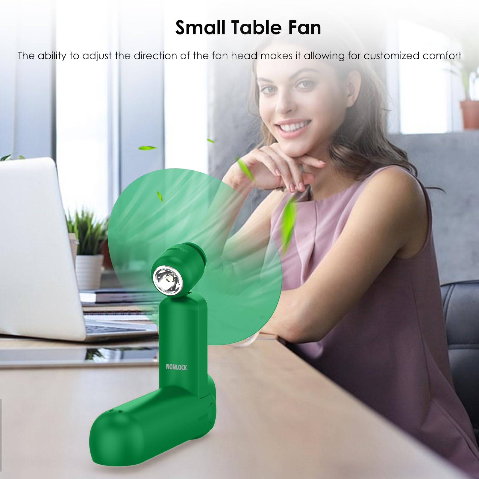 Nonlock Portable Handheld Fan,4 In 1 Personal Foldable Pocket Fan With Power Bank, Small Hand Fan With Flashlight,Mini Desk Fan