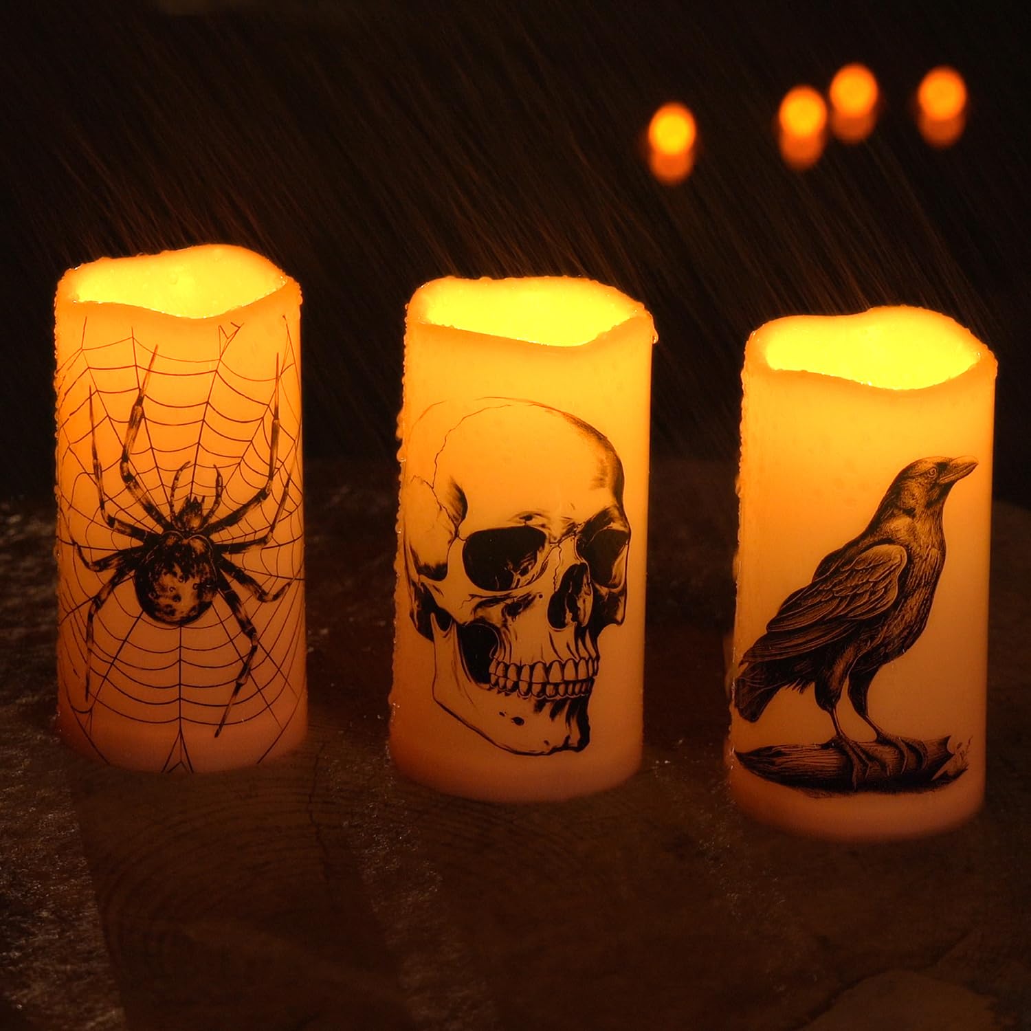 Homemory Halloween Candles, Color Changing Flameless Candles, Battery Opeated Candles, Outdoor Waterproof Plastic Candles With R