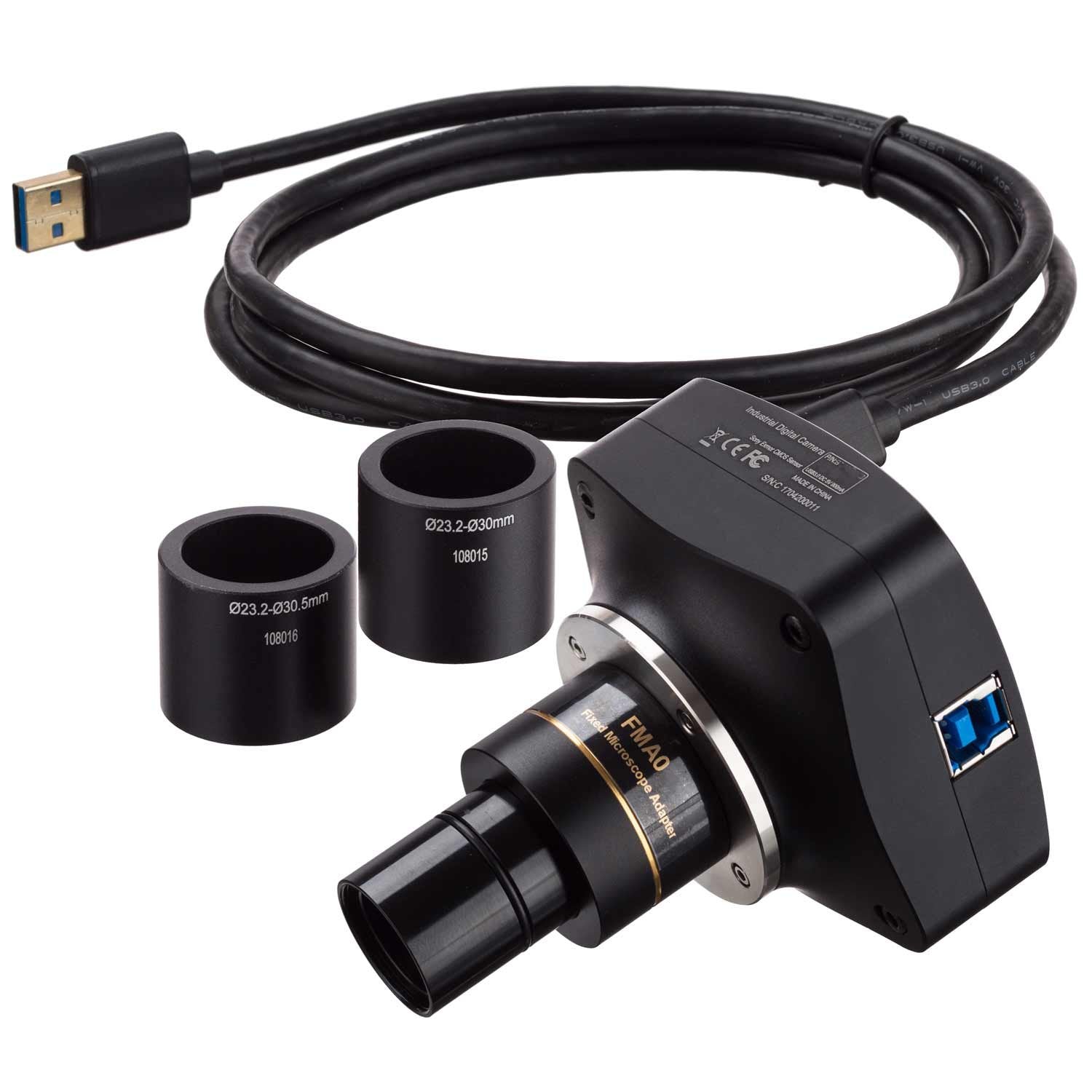 AmScope 6.3MP USB3.0 BSI C-Mount Microscope Camera with Calibration Slide