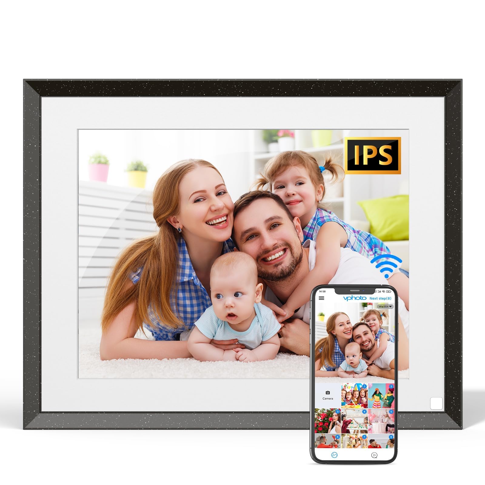 Smart Photo Frame Wifi Cloud Digital Picture Frame   9.7 Inch Ips Touchscreen Digital Frame 32Gb, Motion Sensor, Auto Rotate, Fu