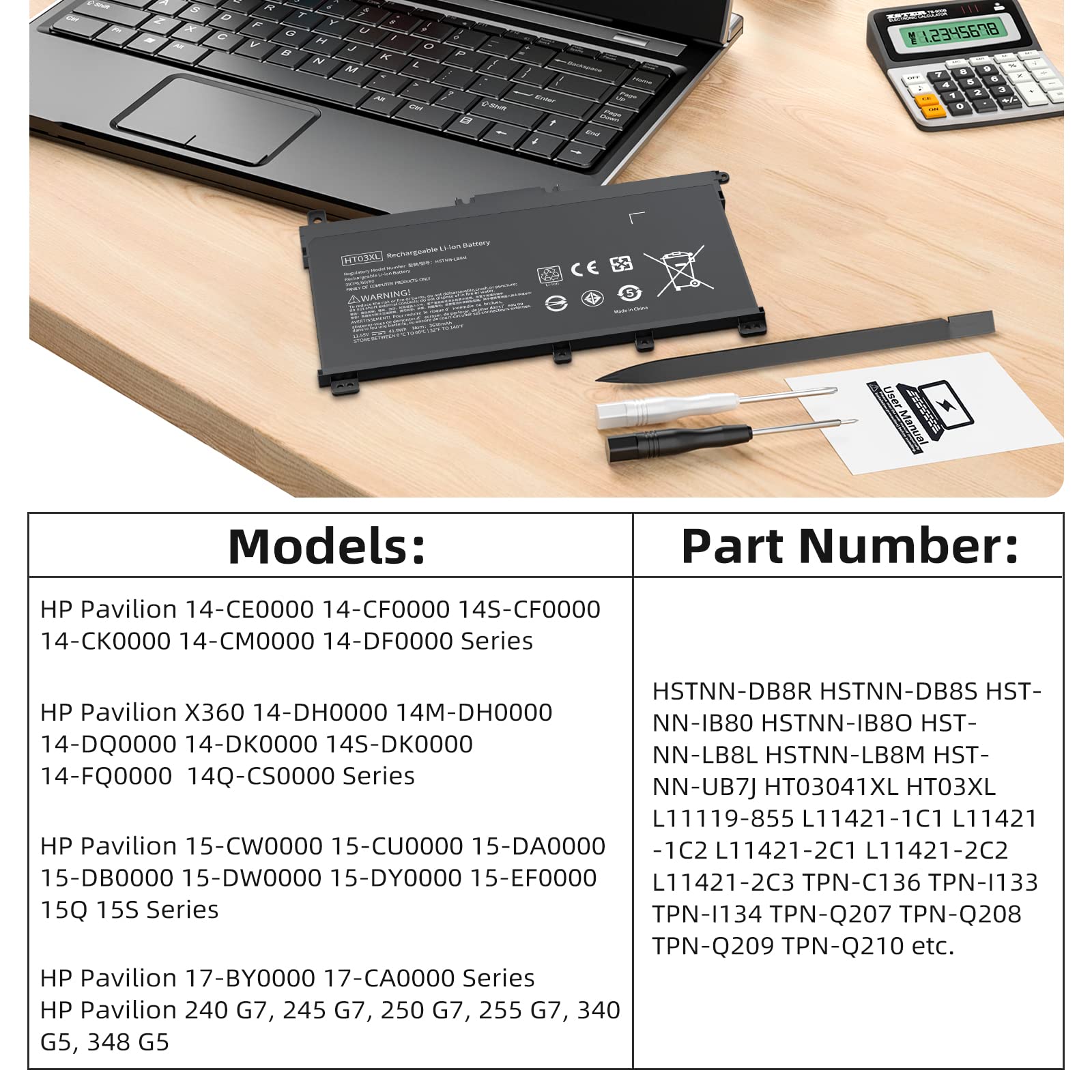 Dreamme Ht03Xl Battery [11.55V/41.9Wh] For Hp  L11119 855 Laptop Battery For Hp Pavilion 14 Ce 14 Df 14 Cf,15 Cs 15 Da 15 Db 15