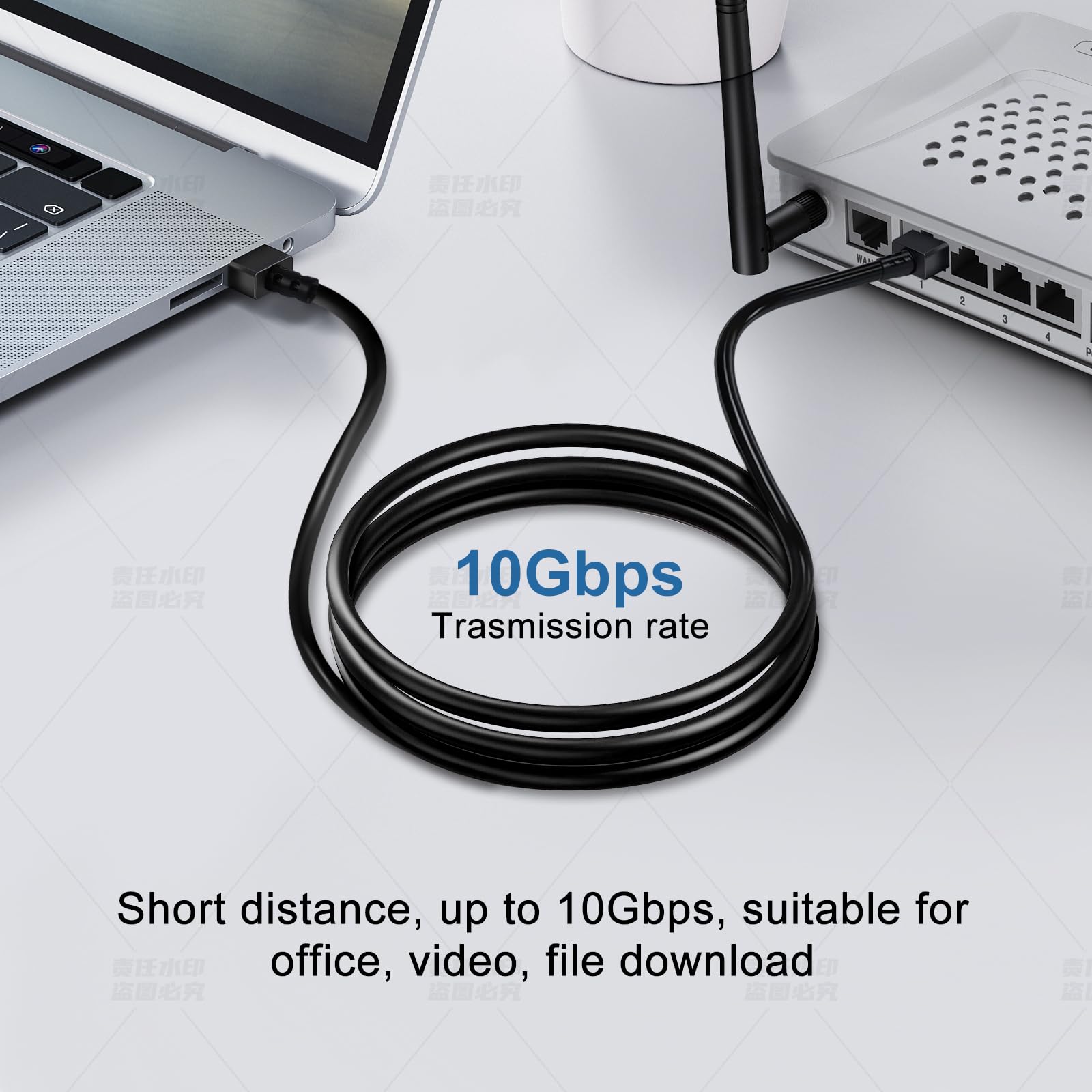 Dutevolns Ultra Slim Cat 6 Ethernet Cable 6.6 Feet, Flexible Rj45 Cat 6A Lan Cord Gigabit For Pc, Router, Printer, (White)