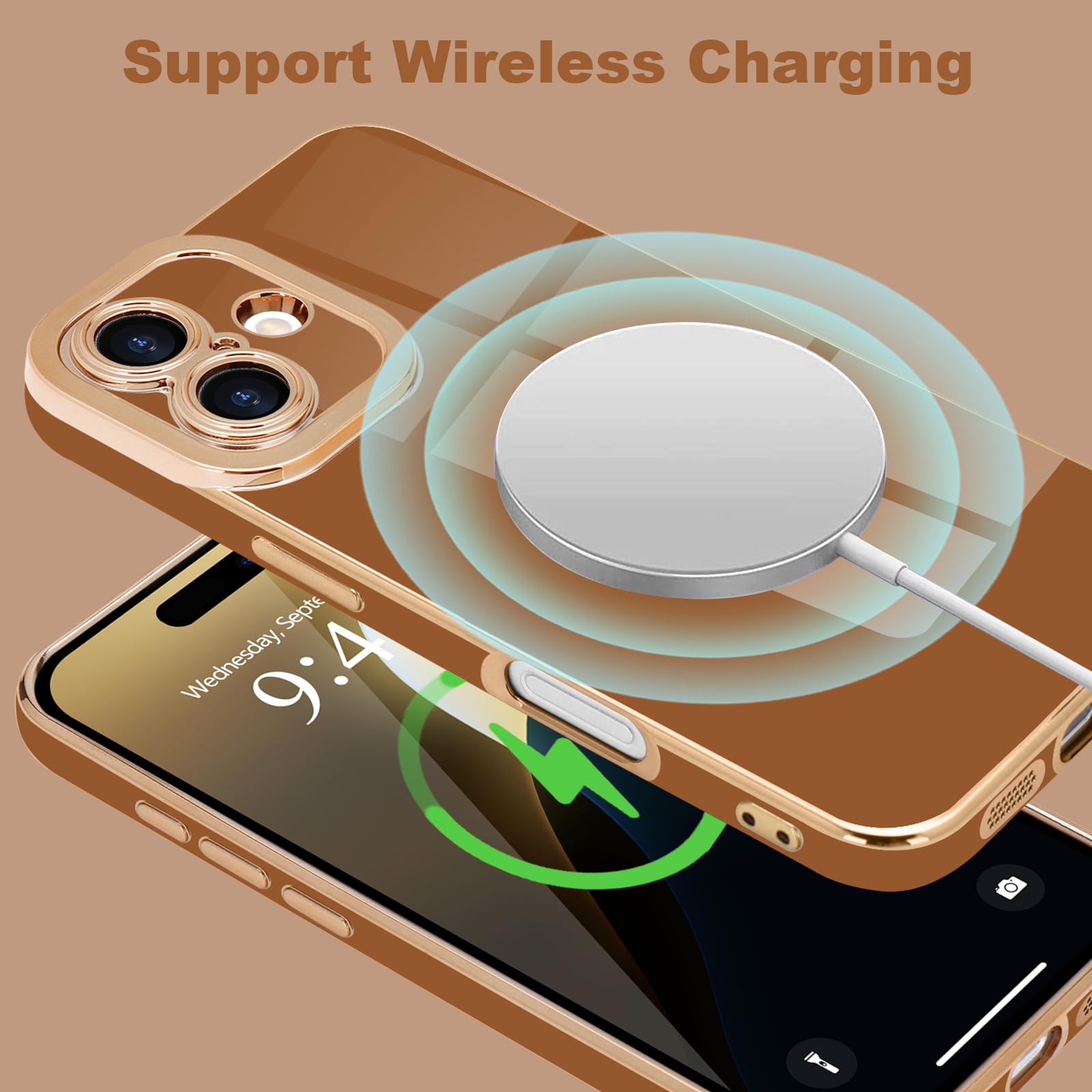 Lafunda Designed For Iphone 16 Case Cute, Luxury Plating Case For Women Girls Elegant Gold Edge Soft Tpu Bumper Cover With Camer