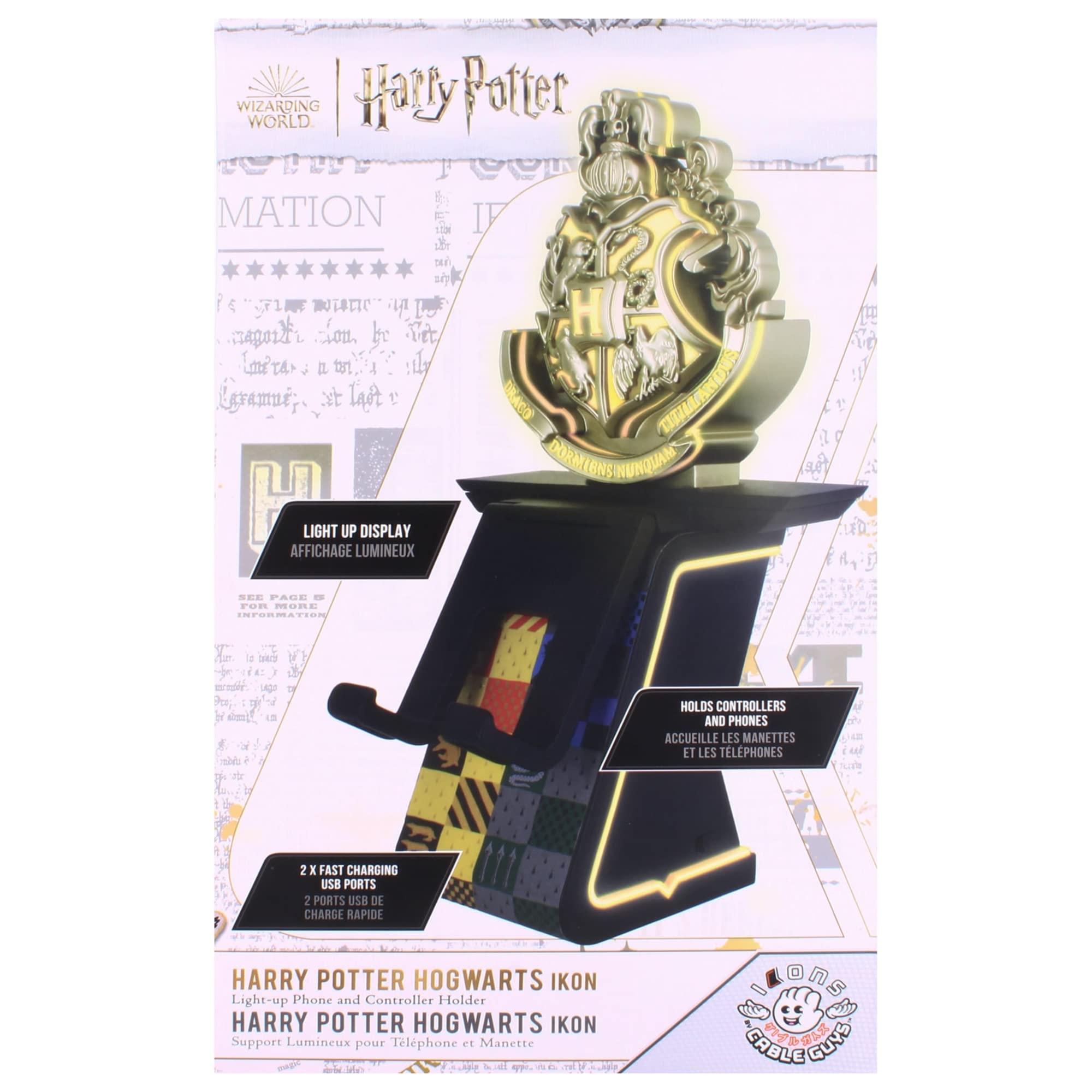Exquisite Gaming Cable Guys Led Ikons: Harry Potter Hogwarts Crest   Charging Phone & Controller Holder   Light Up Gaming Contro