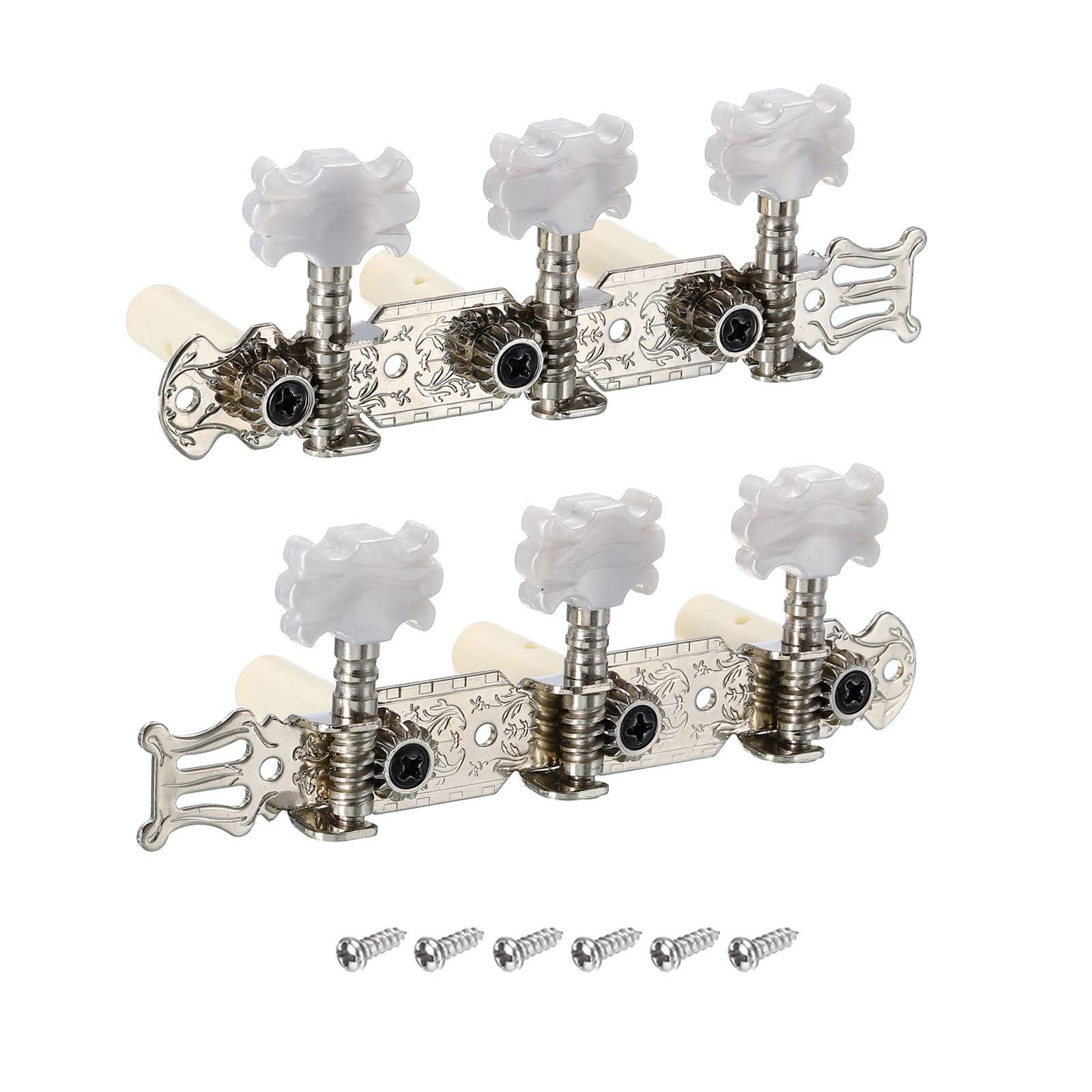 Patikil Guitar Tuning Pegs Machine Heads Tuning Keys Tuners For Classical Guitar Single Hole 3L 3R, 1 Set, White